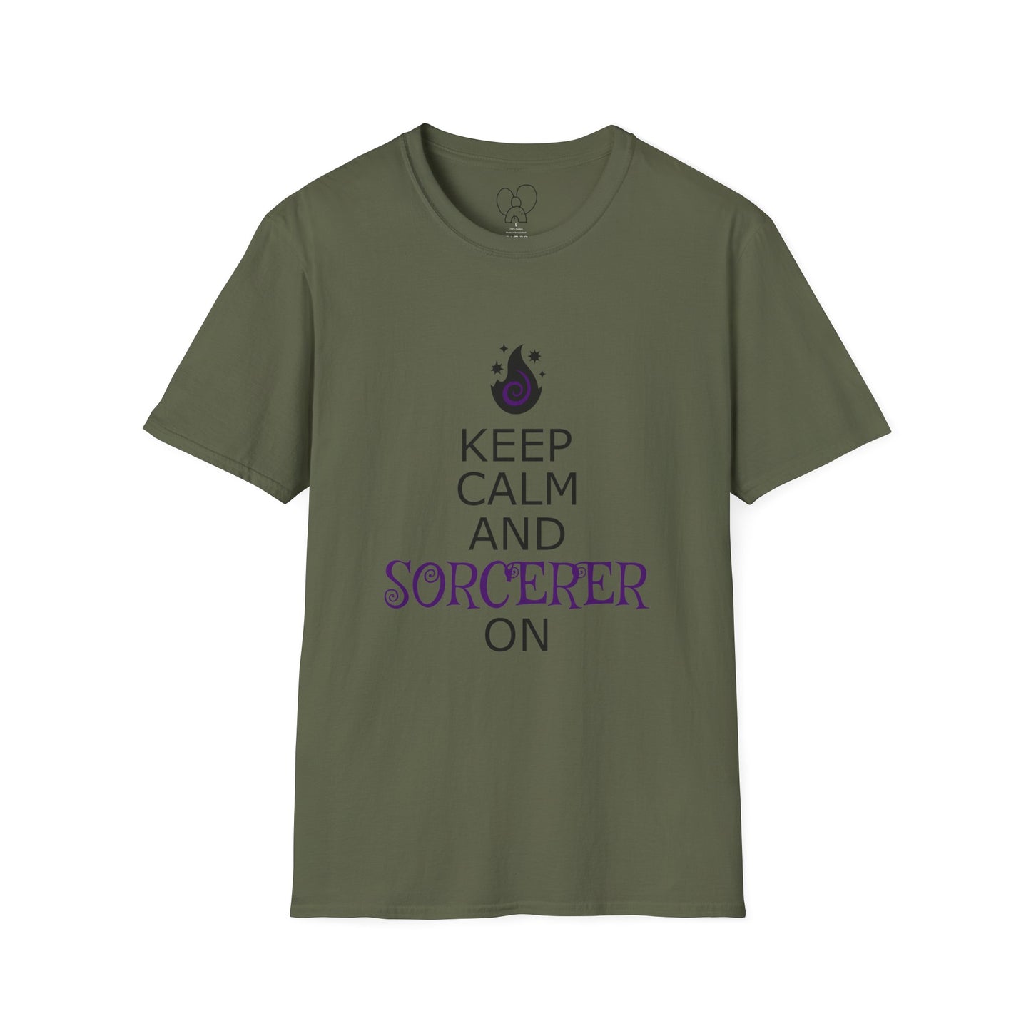 Keep Calm Sorcerer T-Shirt, Unisex Softstyle Tee, Magical Gift, Halloween Apparel, Witchy Vibes, Casual Wear