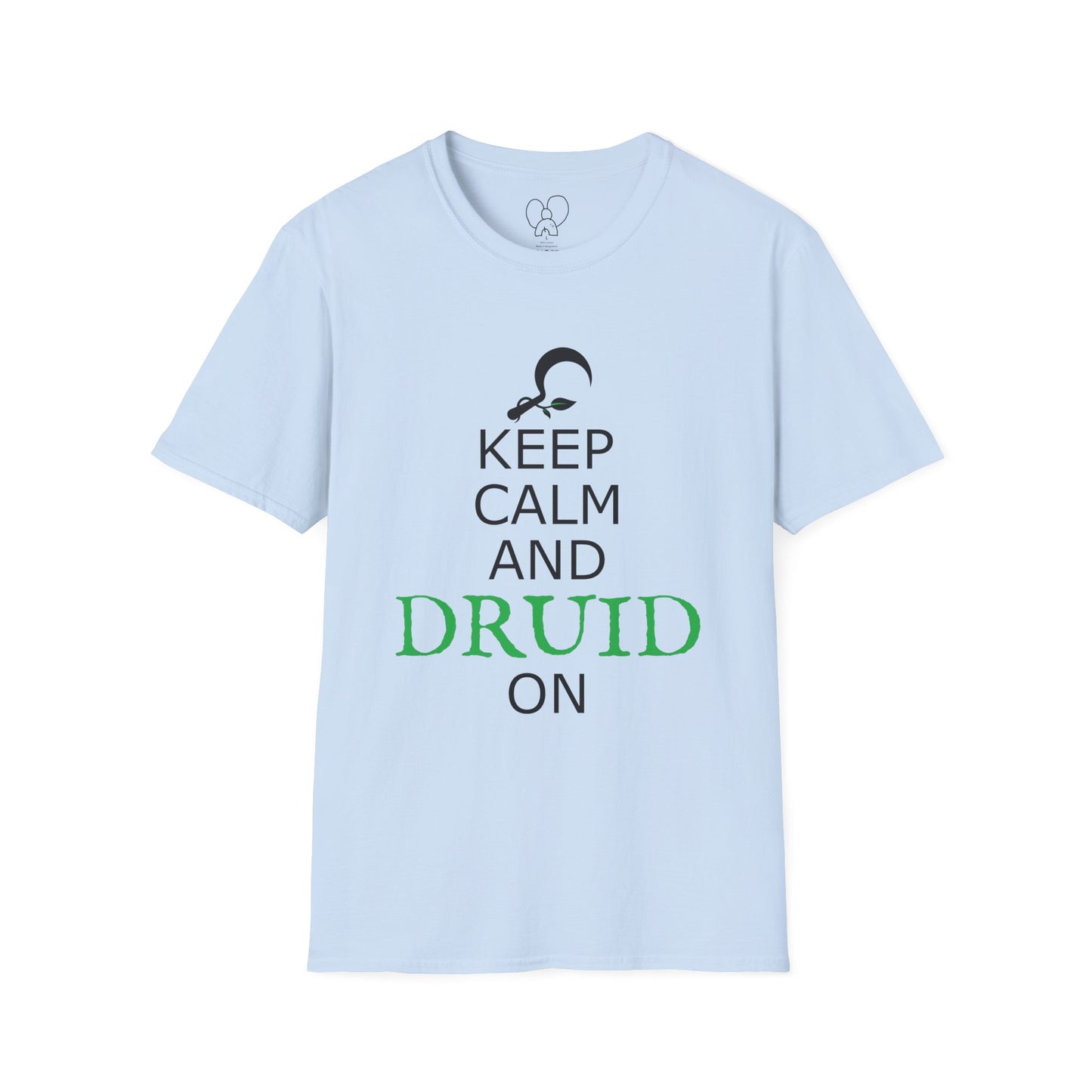 Druid T-Shirt, Keep Calm and Druid On Shirt, Unisex Softstyle Tee, Witchy Apparel, Pagan Clothing, Fantasy Gift