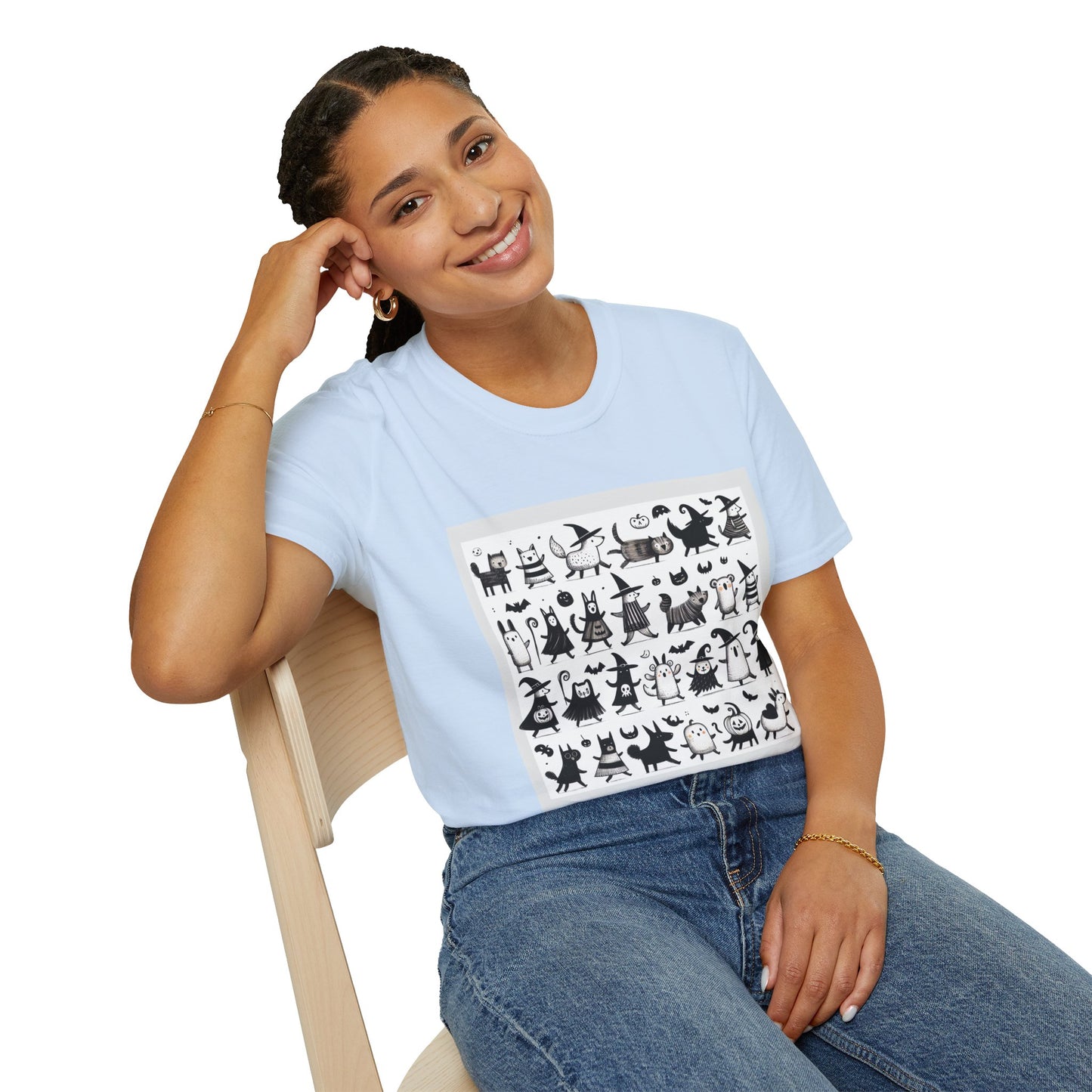 Cute Cartoon Characters Unisex T-Shirt, Graphic Tee, Fun Gift for Kids, Comfortable Apparel, Halloween, Birthday Shirt