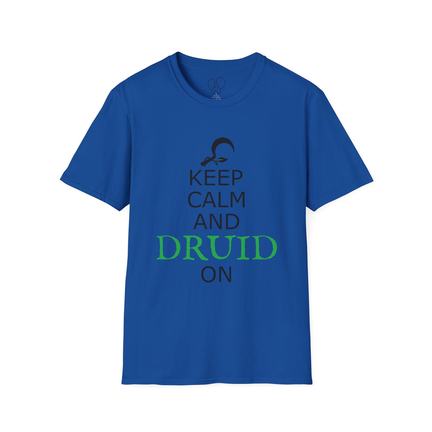 Druid T-Shirt, Keep Calm and Druid On Shirt, Unisex Softstyle Tee, Witchy Apparel, Pagan Clothing, Fantasy Gift