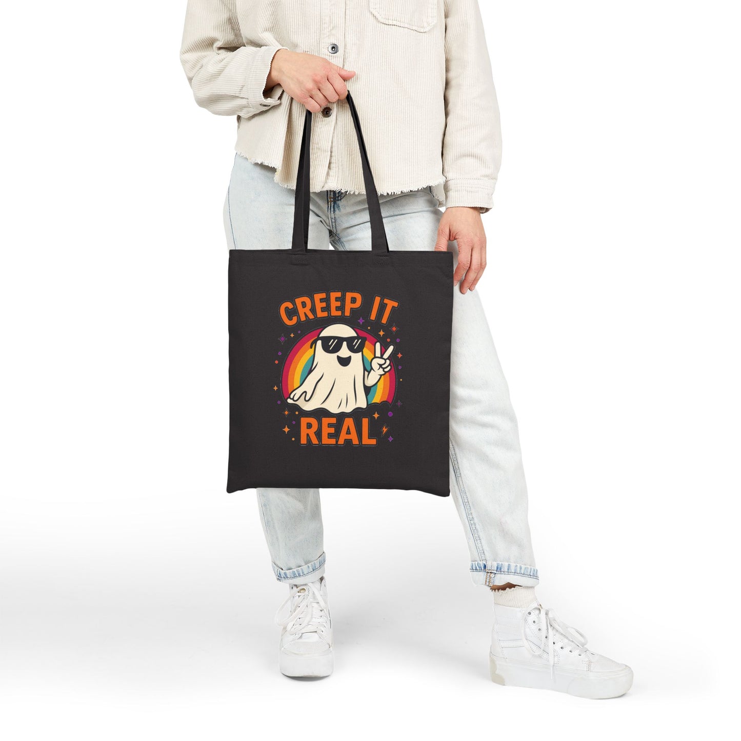 Halloween Ghost Tote Bag - Creep It Real, Haunt Couture, Eco-Friendly Shopping Bag, Fall Festival, Trick or Treat