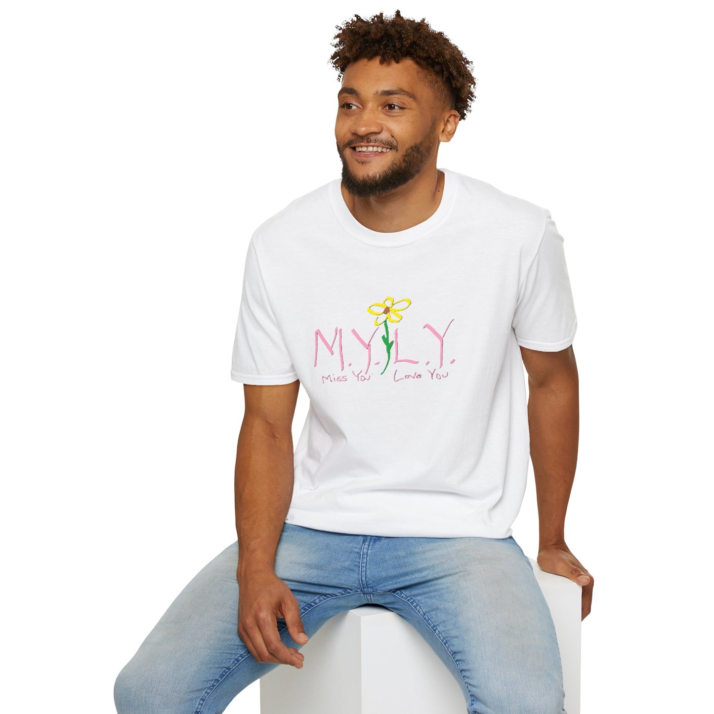 Unisex Softstyle T-Shirt with 'Miss You, Love You' Floral Design - Perfect for Gifts, Casual Wear, Friendship, Love