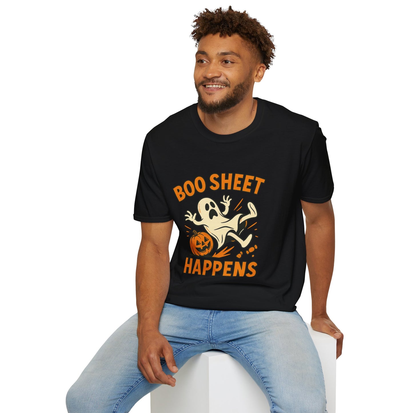 Halloween Boo Sheet T-Shirt, Unisex Softstyle Tee, Funny Halloween Shirt, Fall Festive Apparel, Ghost Themed Gift