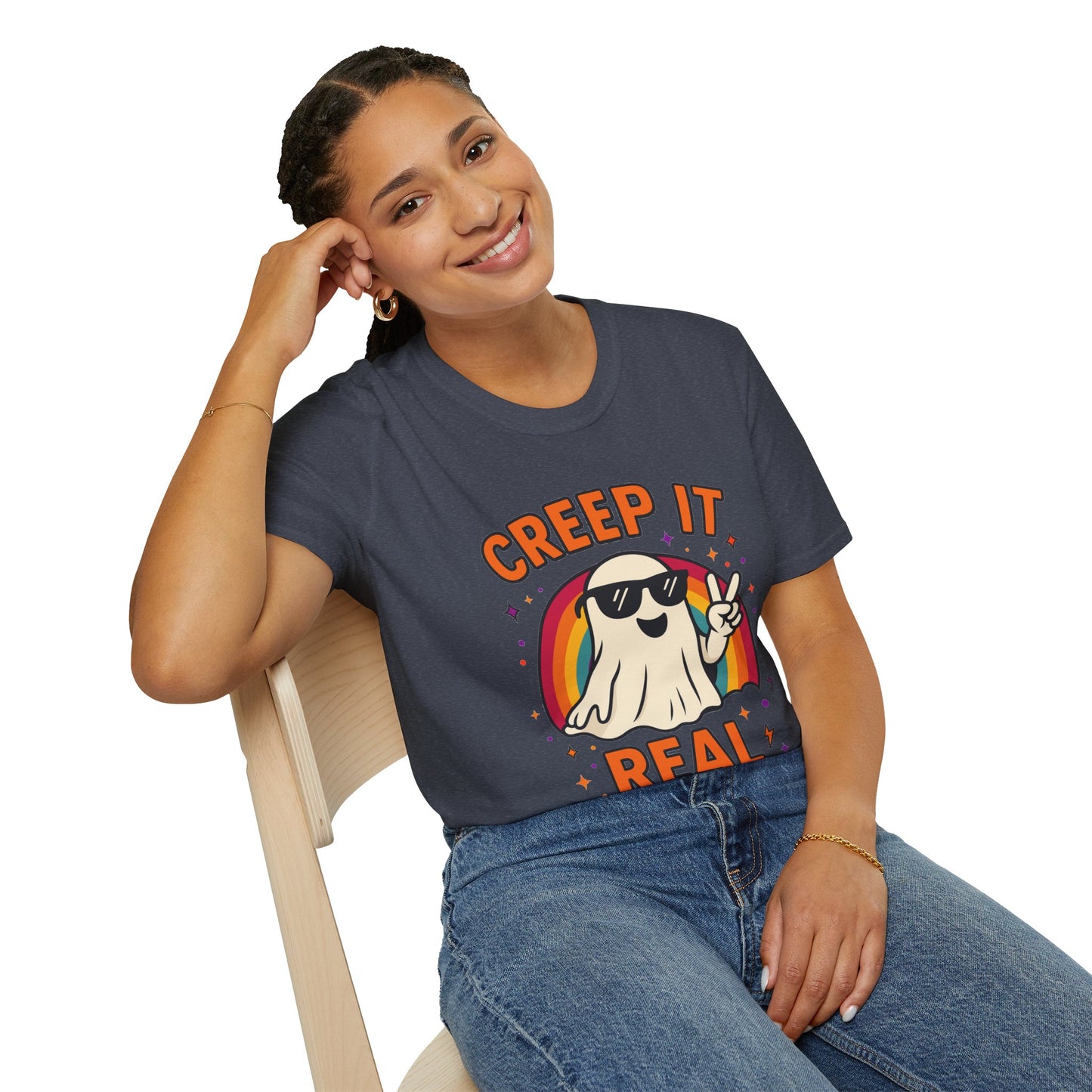 Creep It Real Ghost T-Shirt, Funny Ghost Tee, Unisex Halloween Shirt, Casual Everyday Wear, Gift for Halloween Lovers