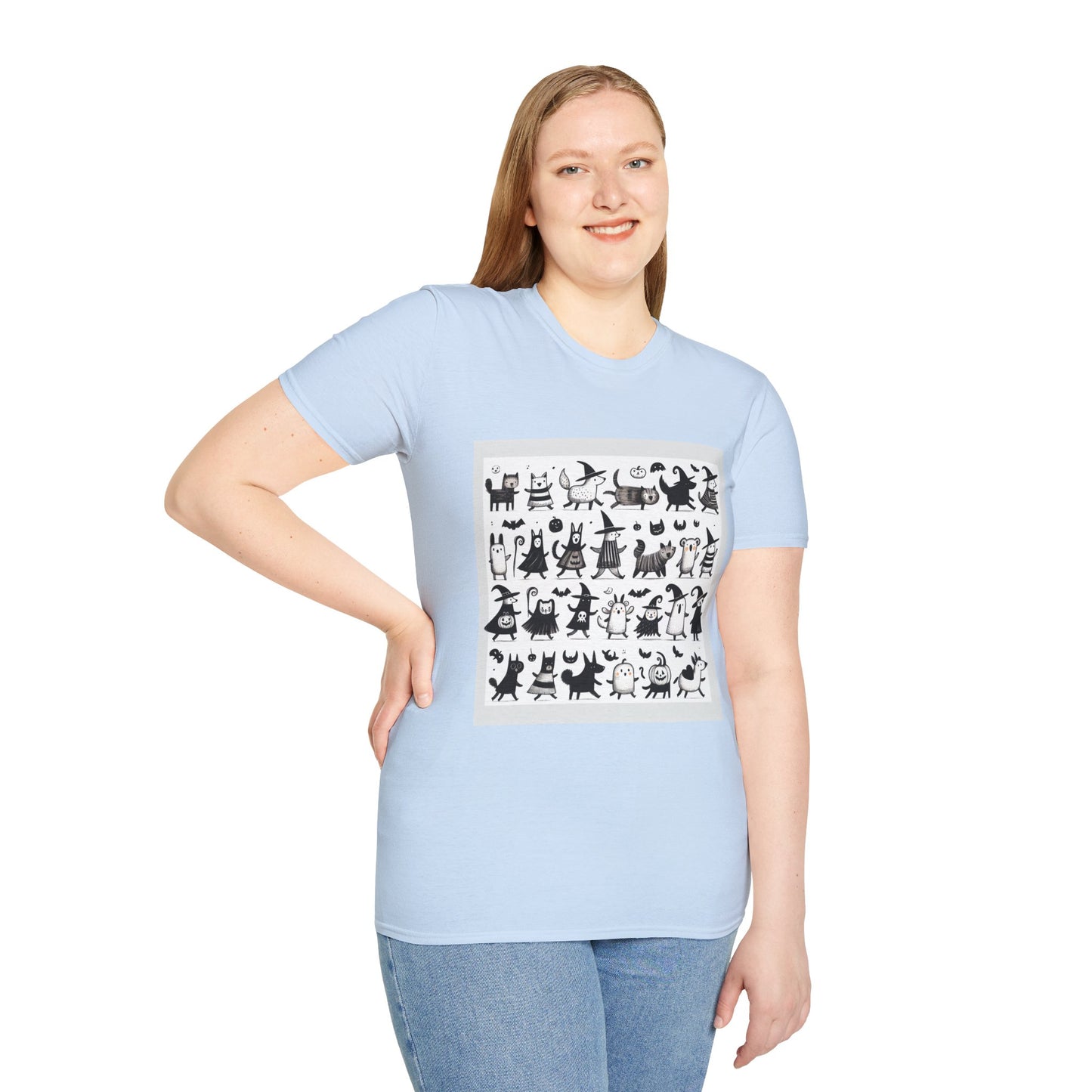 Cute Cartoon Characters Unisex T-Shirt, Graphic Tee, Fun Gift for Kids, Comfortable Apparel, Halloween, Birthday Shirt
