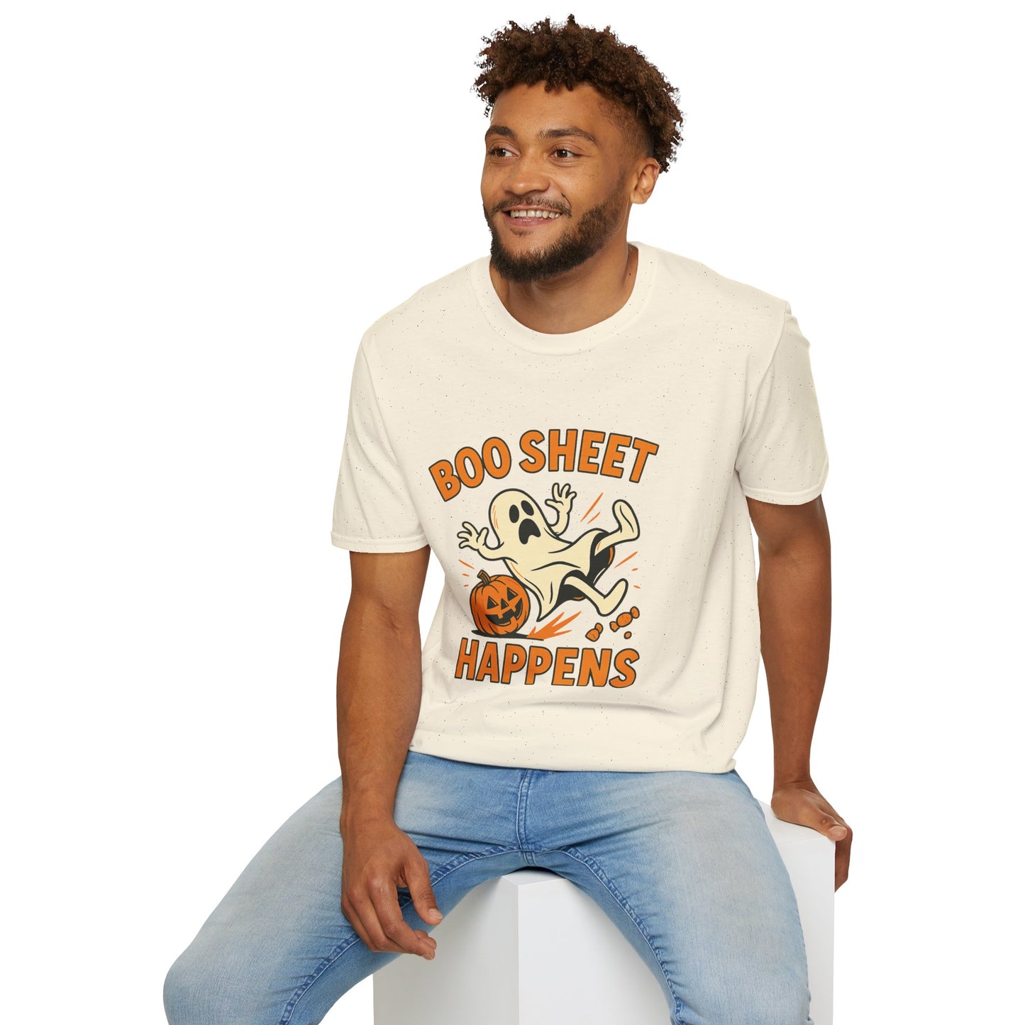 Halloween Boo Sheet T-Shirt, Unisex Softstyle Tee, Funny Halloween Shirt, Fall Festive Apparel, Ghost Themed Gift