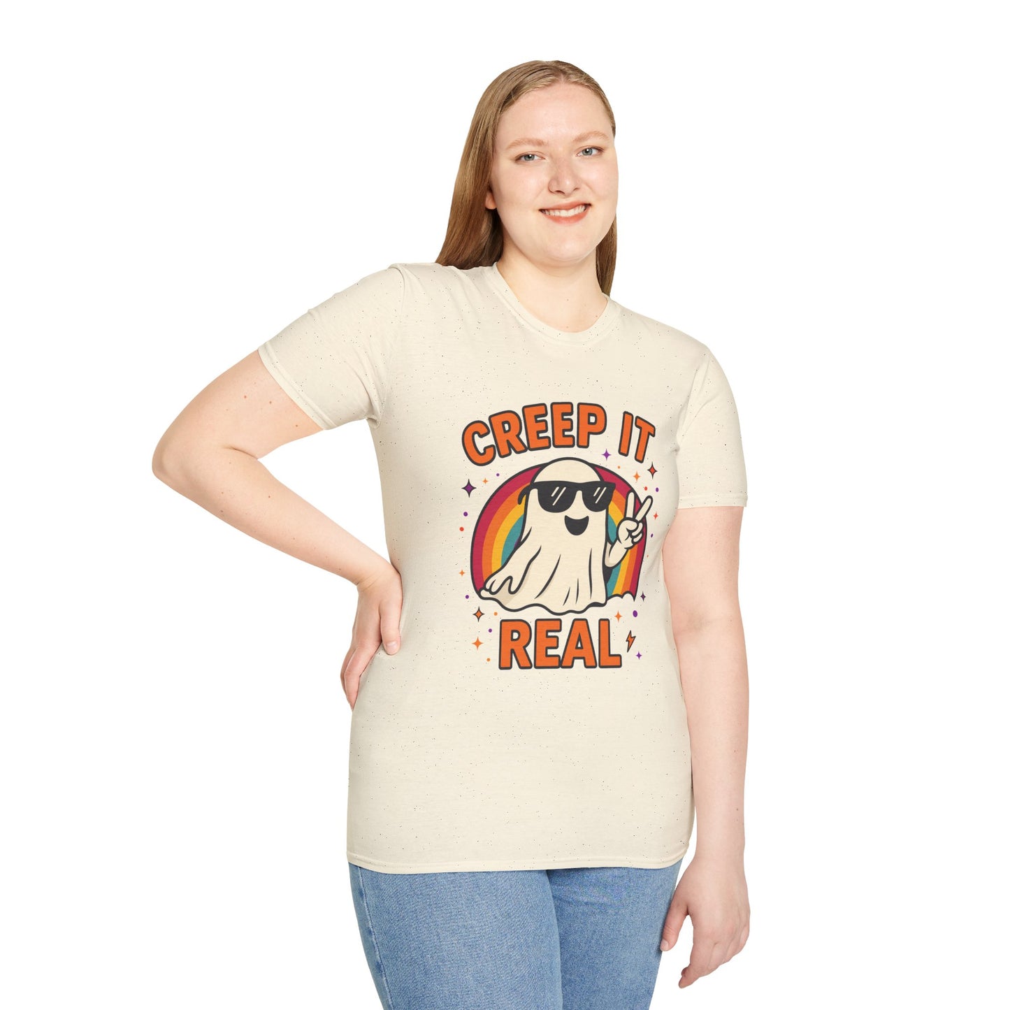 Creep It Real Ghost T-Shirt, Funny Ghost Tee, Unisex Halloween Shirt, Casual Everyday Wear, Gift for Halloween Lovers