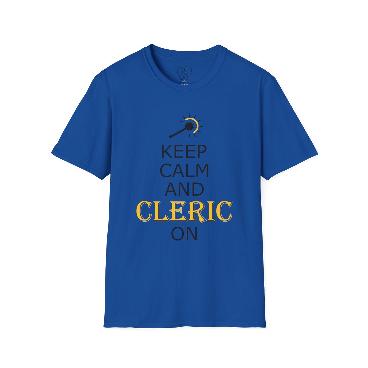 Keep Calm and Cleric On T-Shirt, Unisex Gamer Tee, Fun Graphic Tee, Role-Playing Shirt, Gift for D&D Players