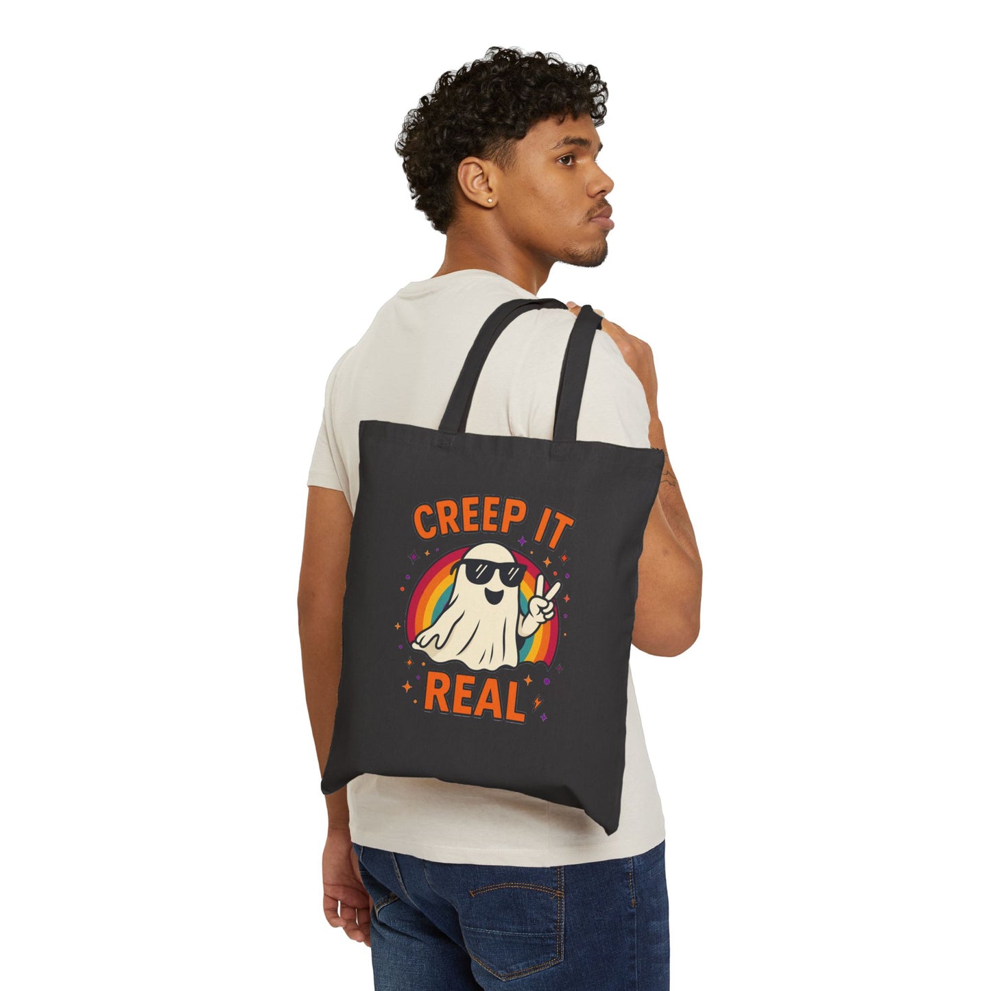 Halloween Ghost Tote Bag - Creep It Real, Haunt Couture, Eco-Friendly Shopping Bag, Fall Festival, Trick or Treat