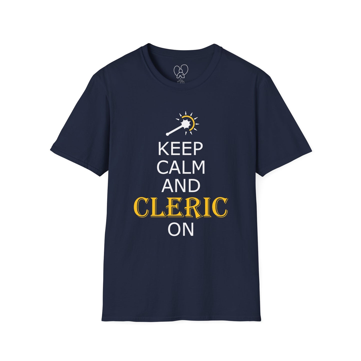 Keep Calm and Cleric On T-Shirt, Unisex Gamer Tee, Fun Graphic Tee, Role-Playing Shirt, Gift for D&D Players