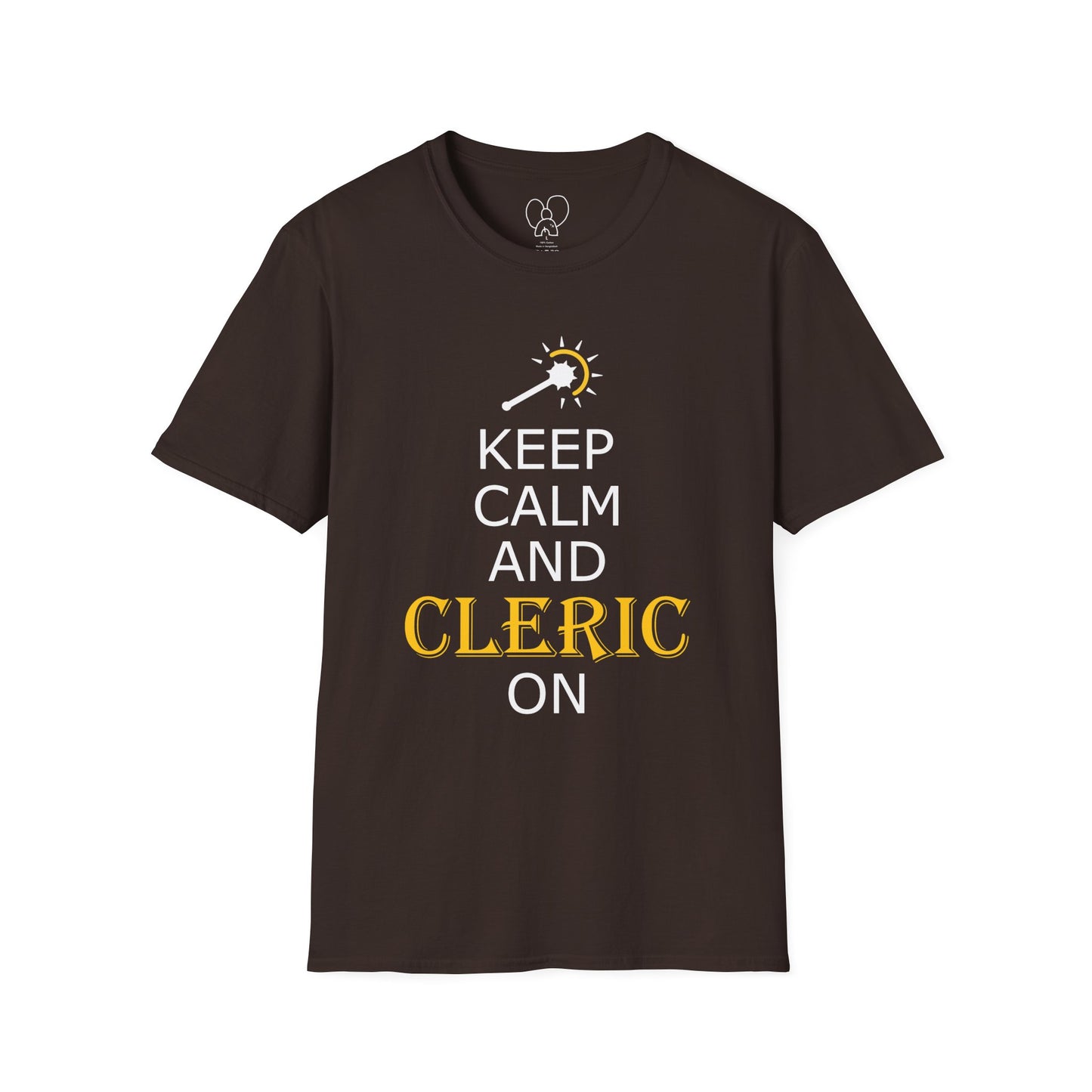 Keep Calm and Cleric On T-Shirt, Unisex Gamer Tee, Fun Graphic Tee, Role-Playing Shirt, Gift for D&D Players
