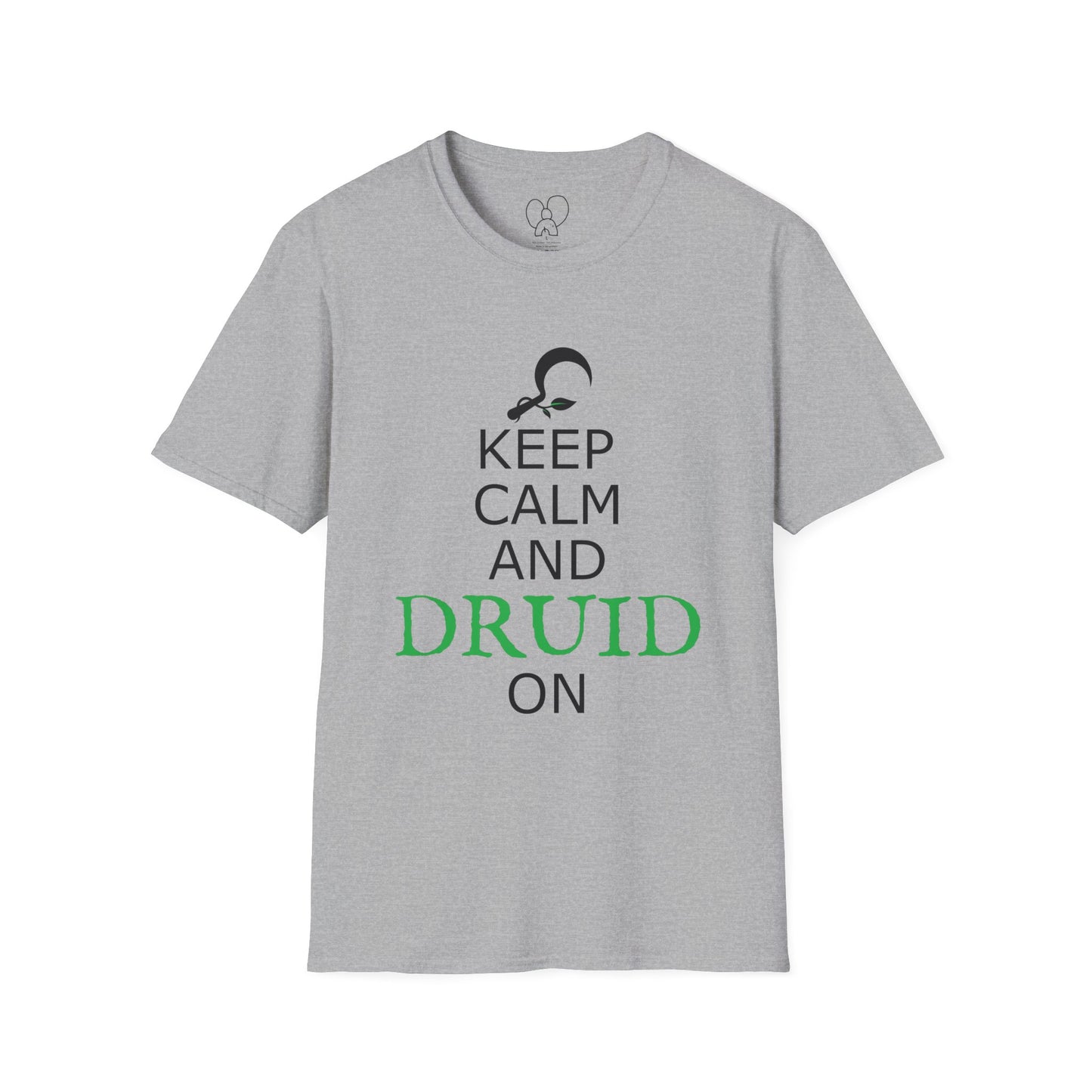 Druid T-Shirt, Keep Calm and Druid On Shirt, Unisex Softstyle Tee, Witchy Apparel, Pagan Clothing, Fantasy Gift