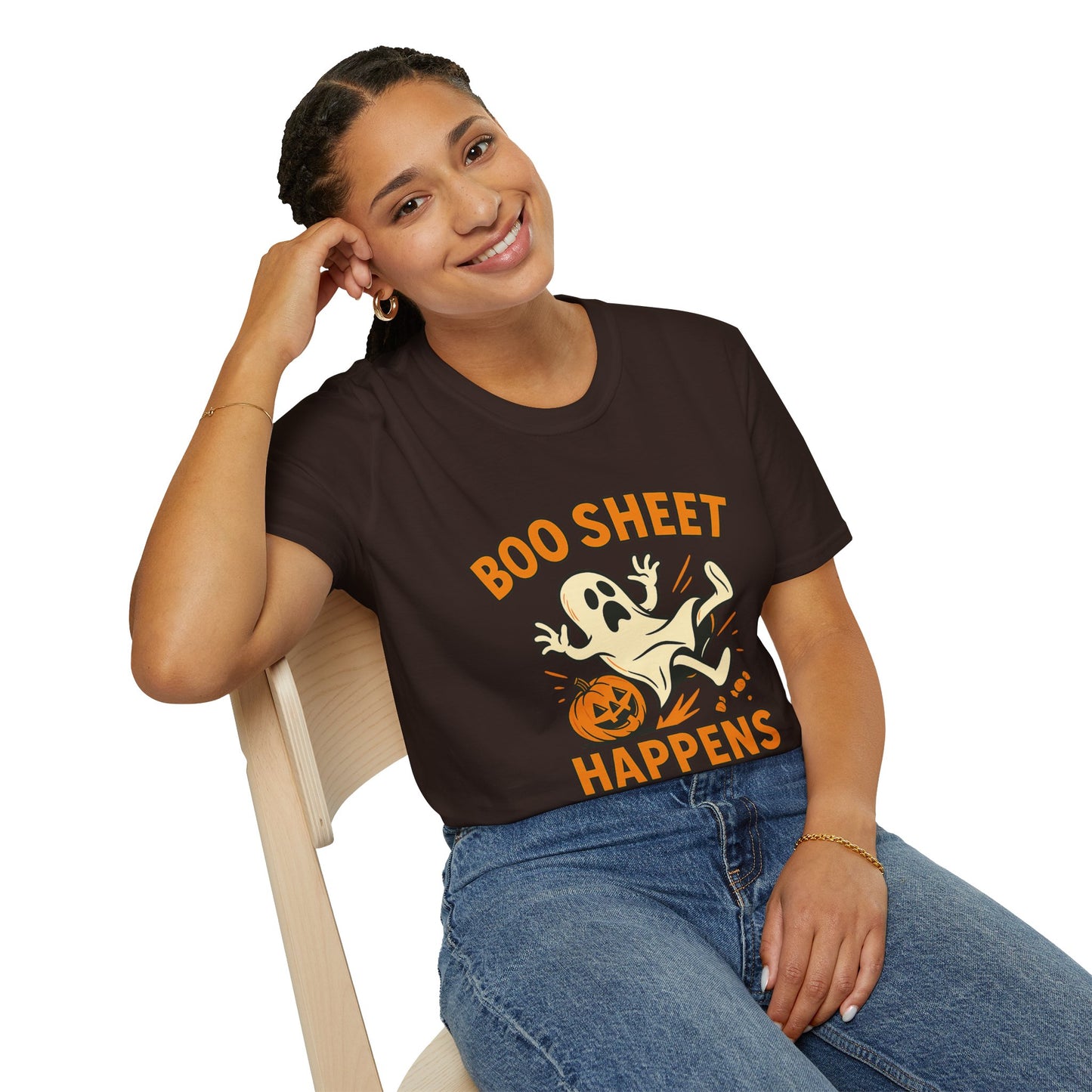 Halloween Boo Sheet T-Shirt, Unisex Softstyle Tee, Funny Halloween Shirt, Fall Festive Apparel, Ghost Themed Gift