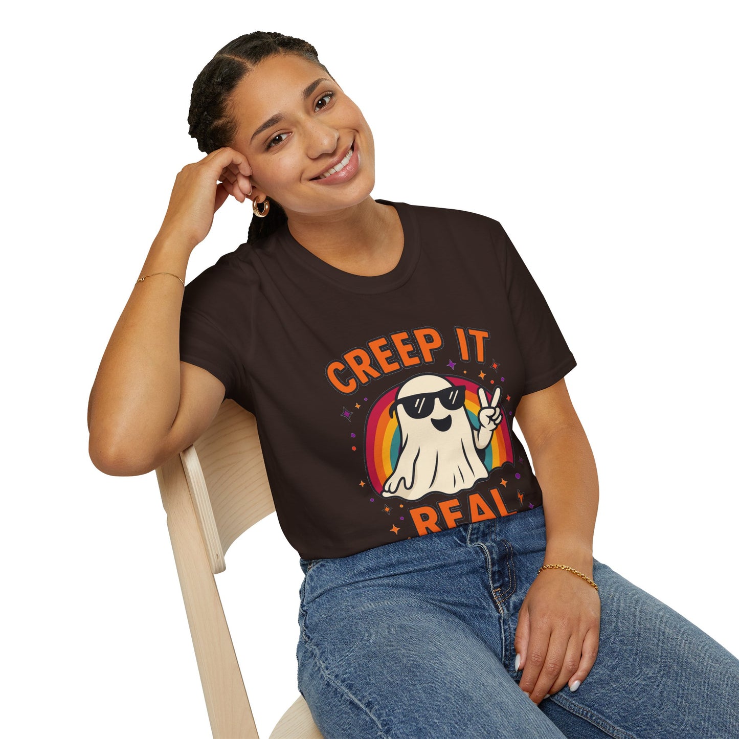 Creep It Real Ghost T-Shirt, Funny Ghost Tee, Unisex Halloween Shirt, Casual Everyday Wear, Gift for Halloween Lovers