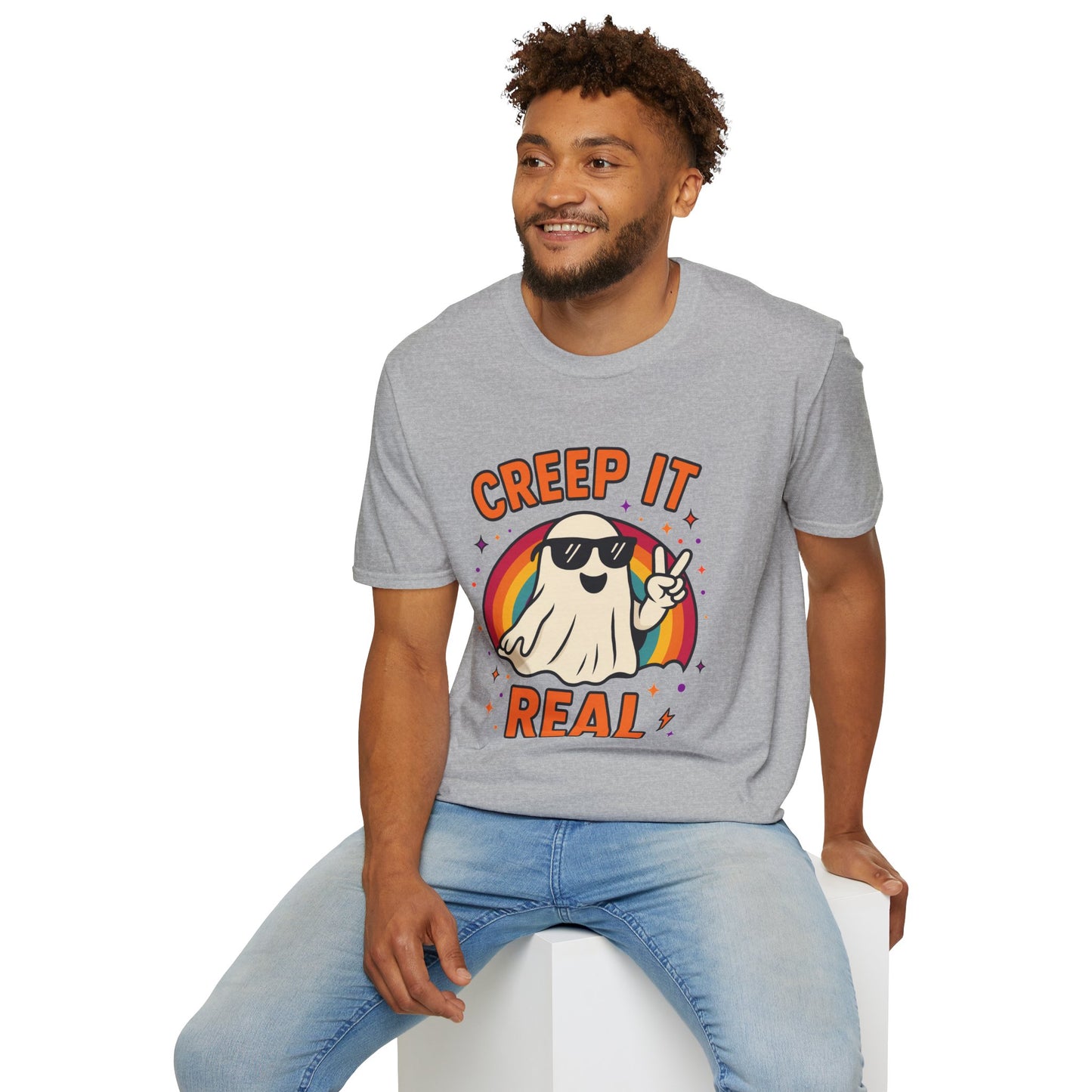 Creep It Real Ghost T-Shirt, Funny Ghost Tee, Unisex Halloween Shirt, Casual Everyday Wear, Gift for Halloween Lovers
