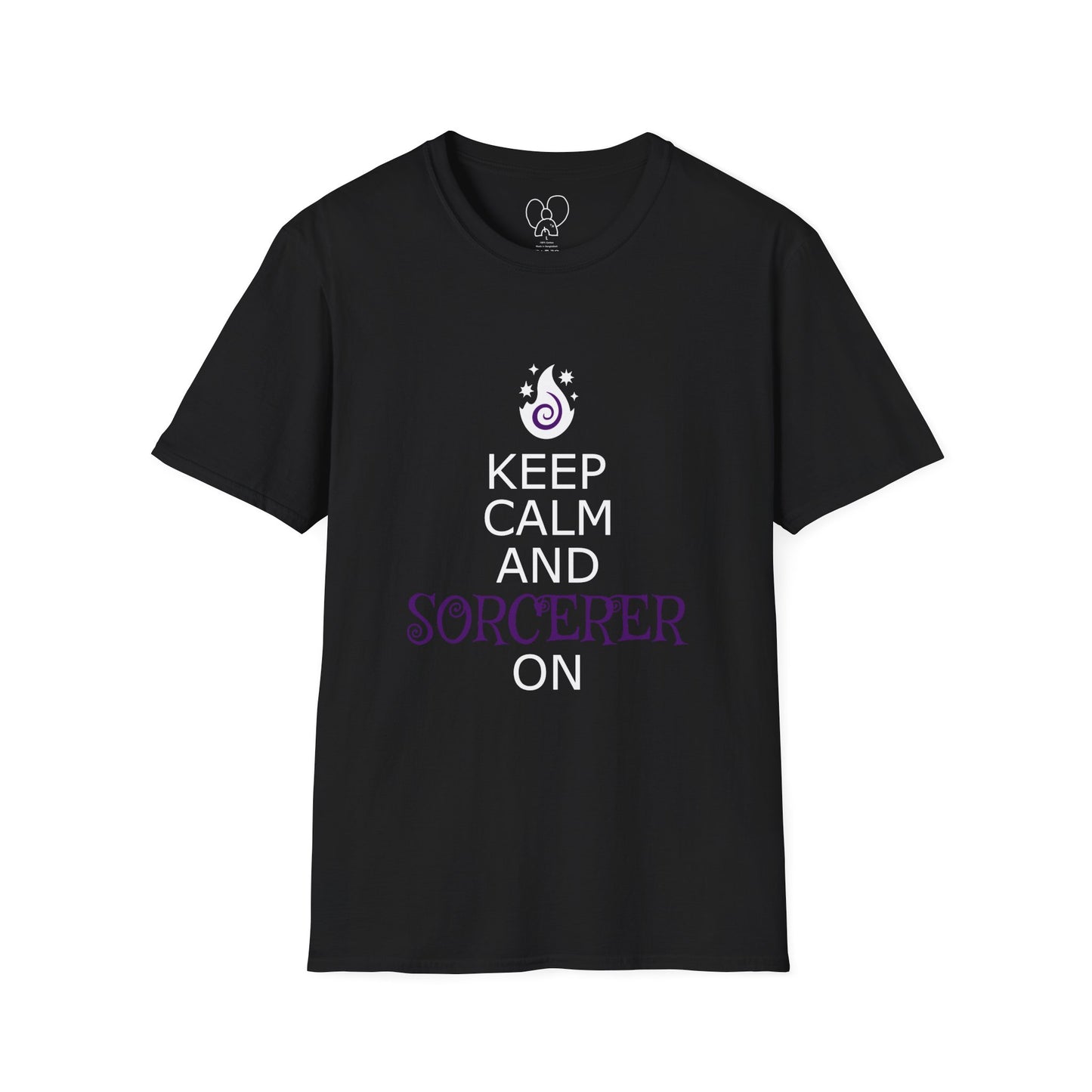 Keep Calm Sorcerer T-Shirt, Unisex Softstyle Tee, Magical Gift, Halloween Apparel, Witchy Vibes, Casual Wear