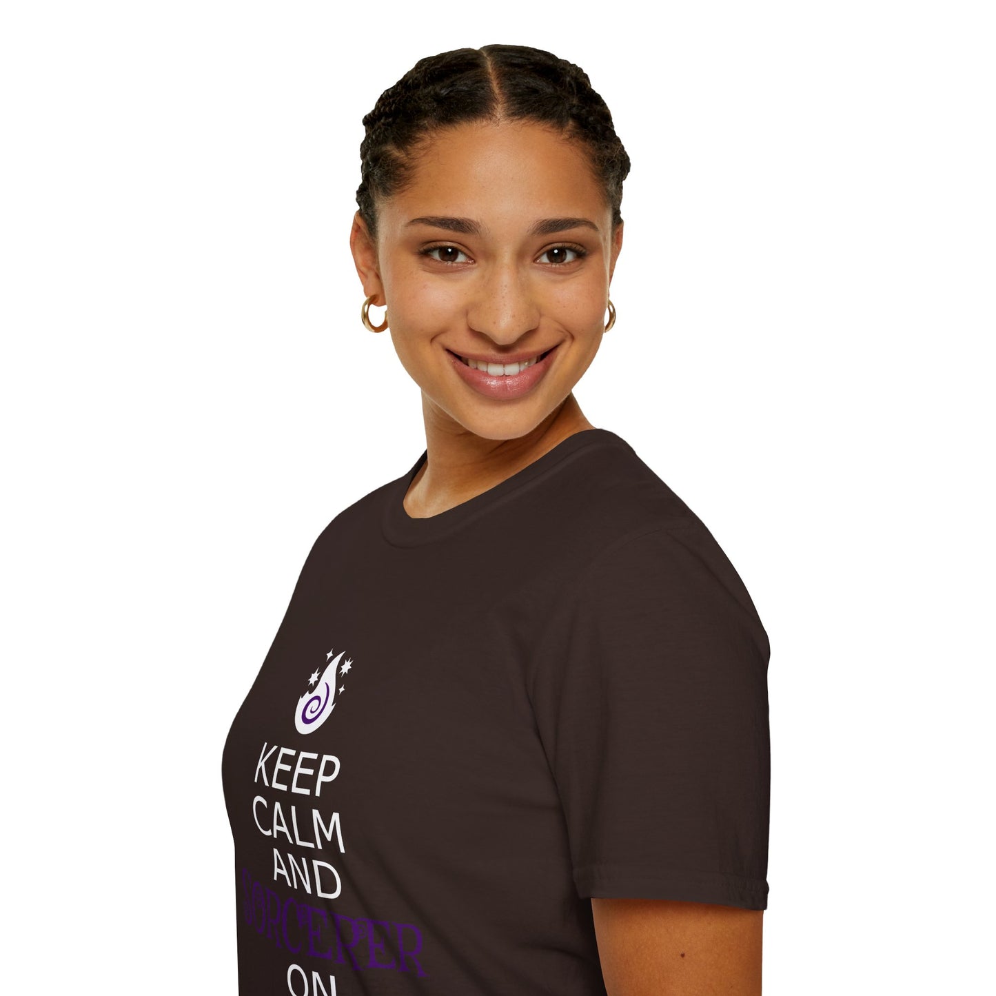 Keep Calm Sorcerer T-Shirt, Unisex Softstyle Tee, Magical Gift, Halloween Apparel, Witchy Vibes, Casual Wear