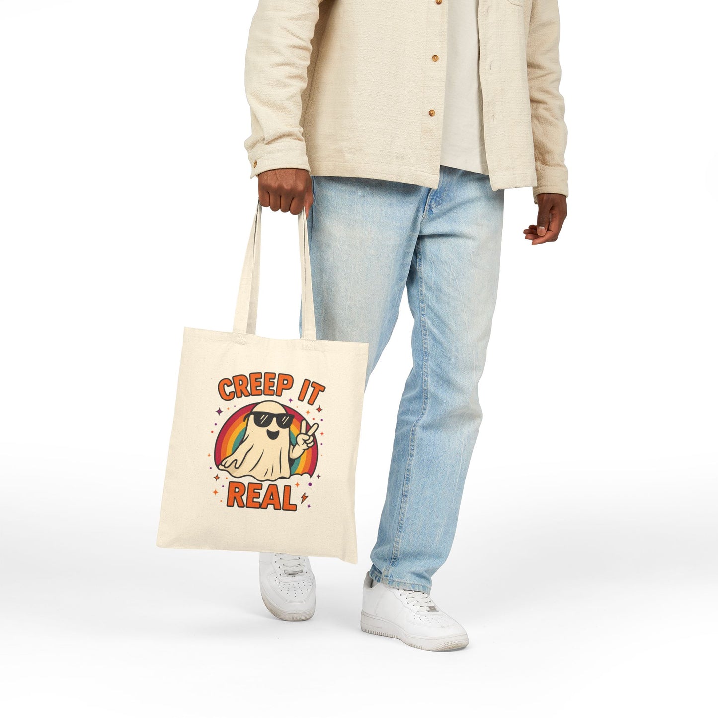 Halloween Ghost Tote Bag - Creep It Real, Haunt Couture, Eco-Friendly Shopping Bag, Fall Festival, Trick or Treat