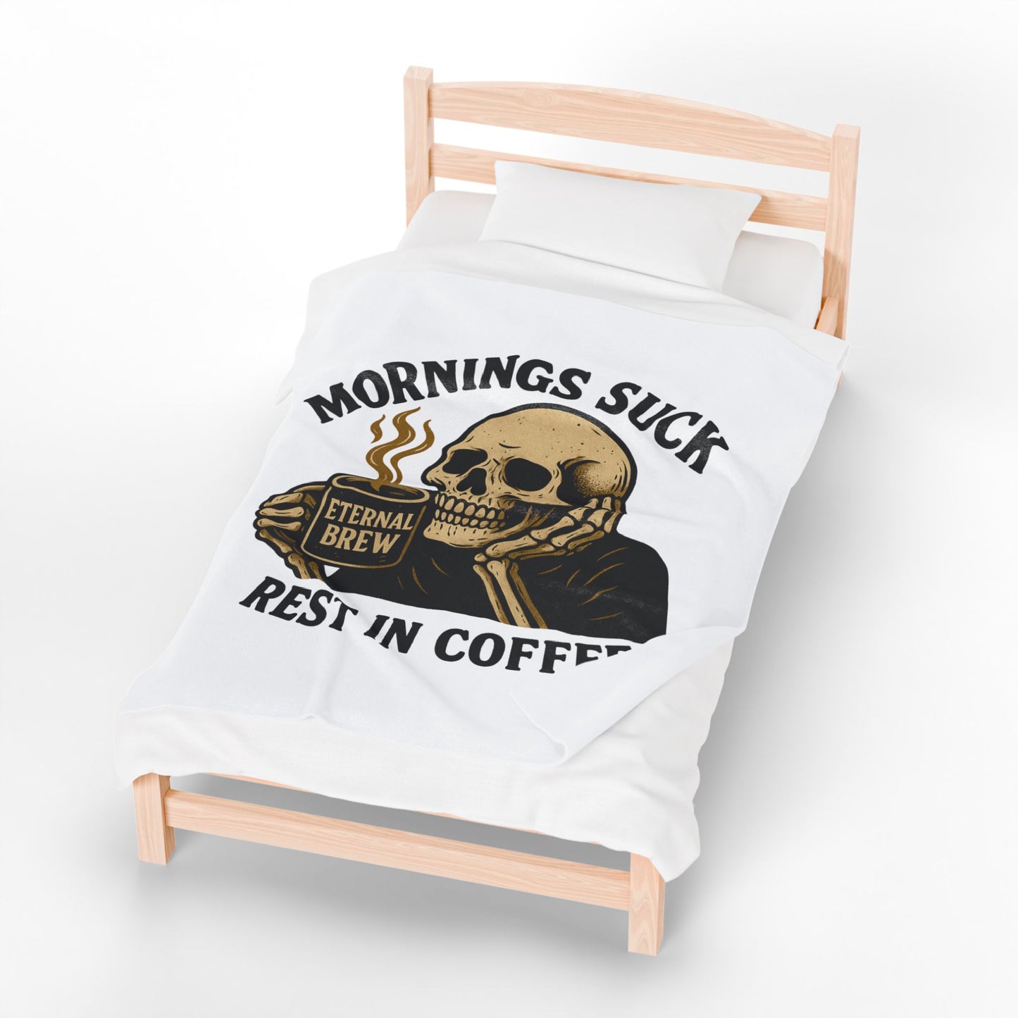 Coffee Lover's Velveteen Plush Blanket, Cozy Gift for Coffee Lovers, Home Decor, Funny Throw Blanket, Ideal for Mornings