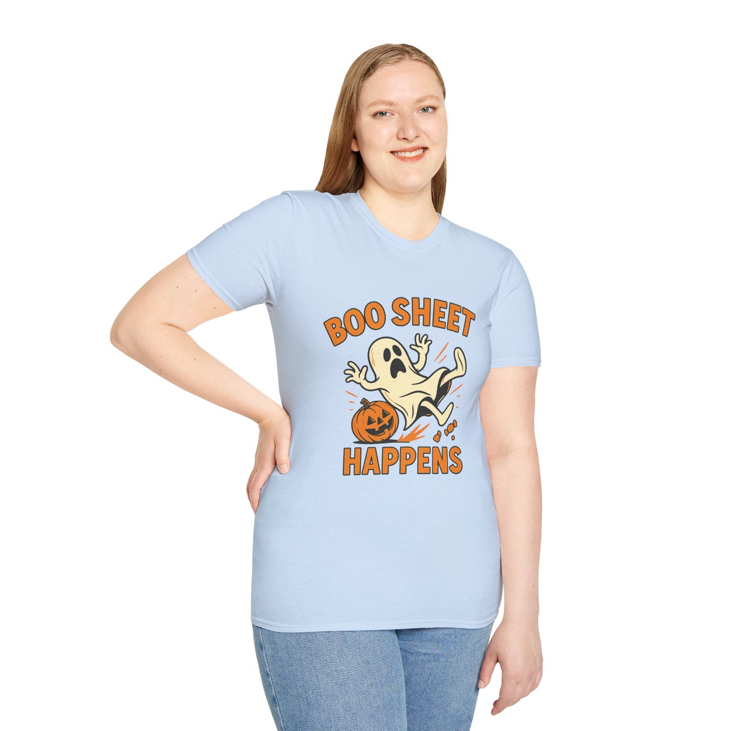 Halloween Boo Sheet T-Shirt, Unisex Softstyle Tee, Funny Halloween Shirt, Fall Festive Apparel, Ghost Themed Gift