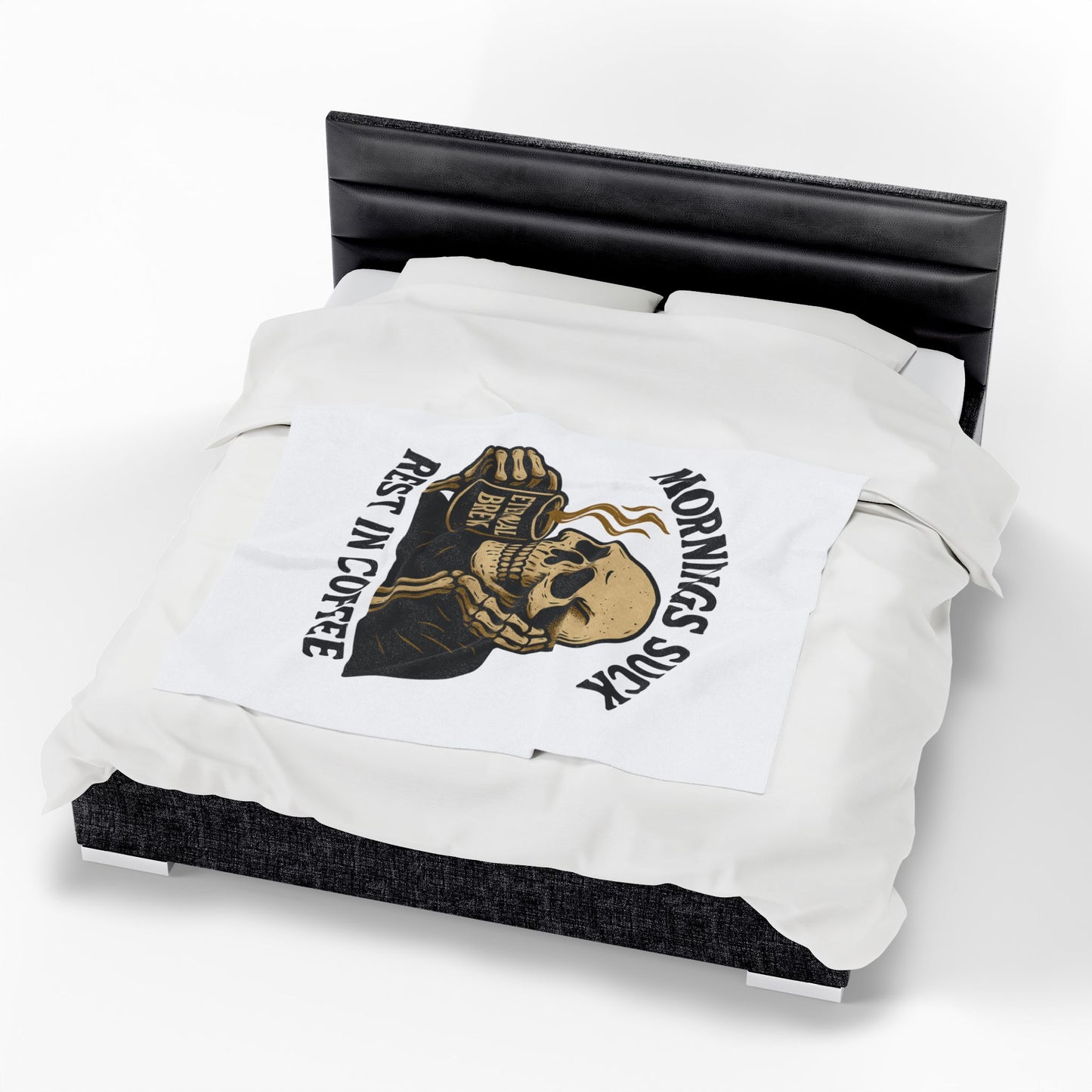Coffee Lover's Velveteen Plush Blanket, Cozy Gift for Coffee Lovers, Home Decor, Funny Throw Blanket, Ideal for Mornings