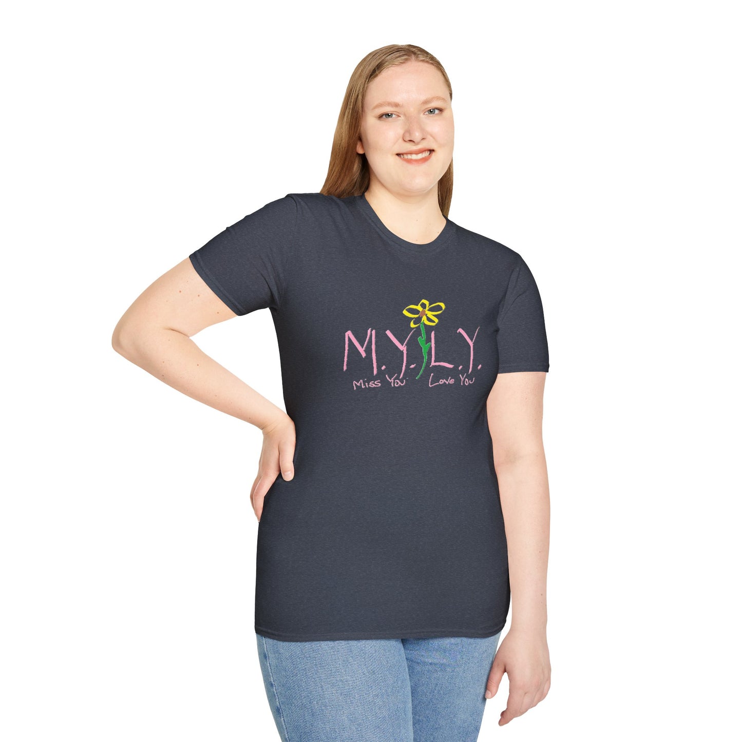 Unisex Softstyle T-Shirt with 'Miss You, Love You' Floral Design - Perfect for Gifts, Casual Wear, Friendship, Love