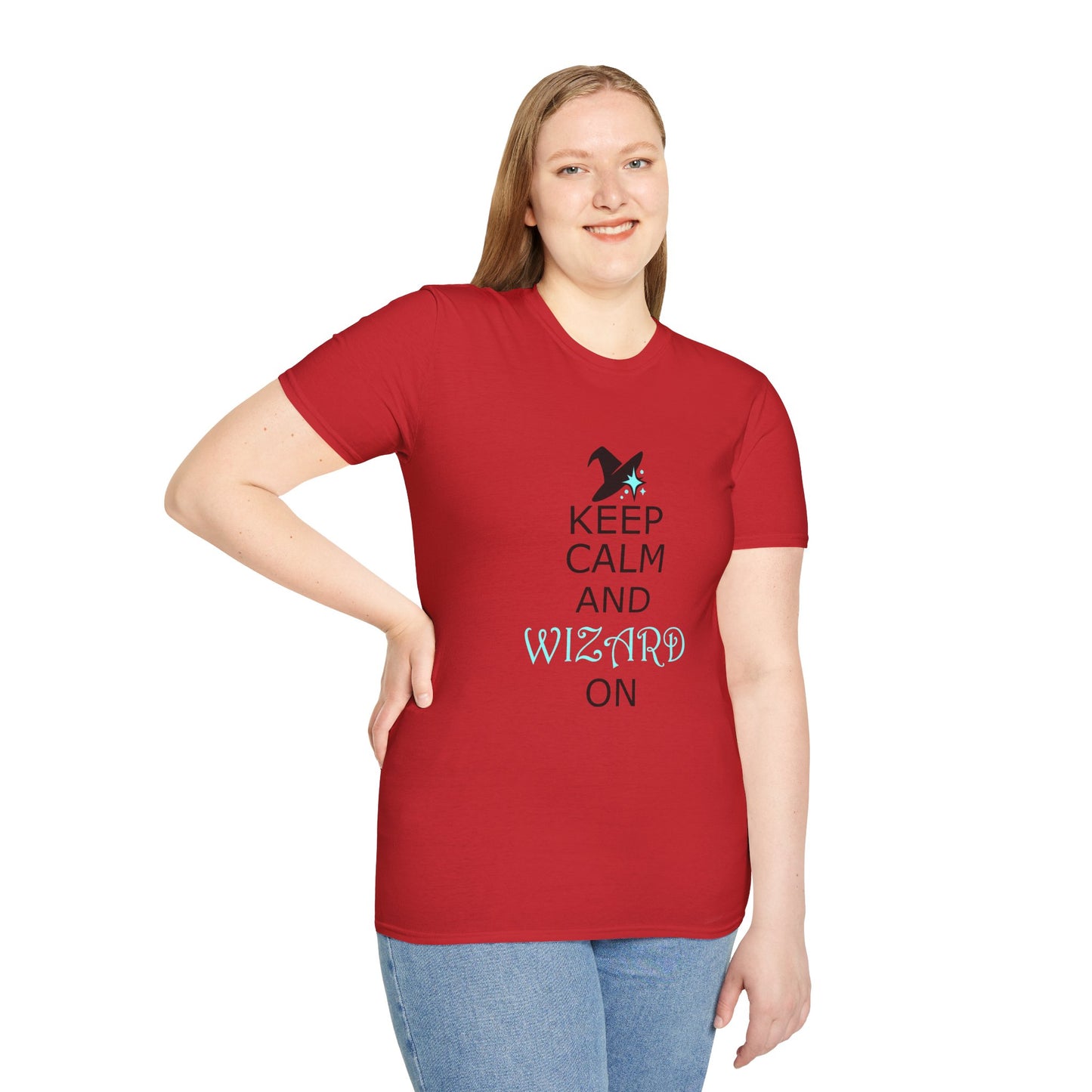 Keep Calm and Wizard On T-Shirt, Unisex Tee, Magical Gift, Ideal for Wizards, Birthday Gift, Casual Wear, Relaxed Vibe