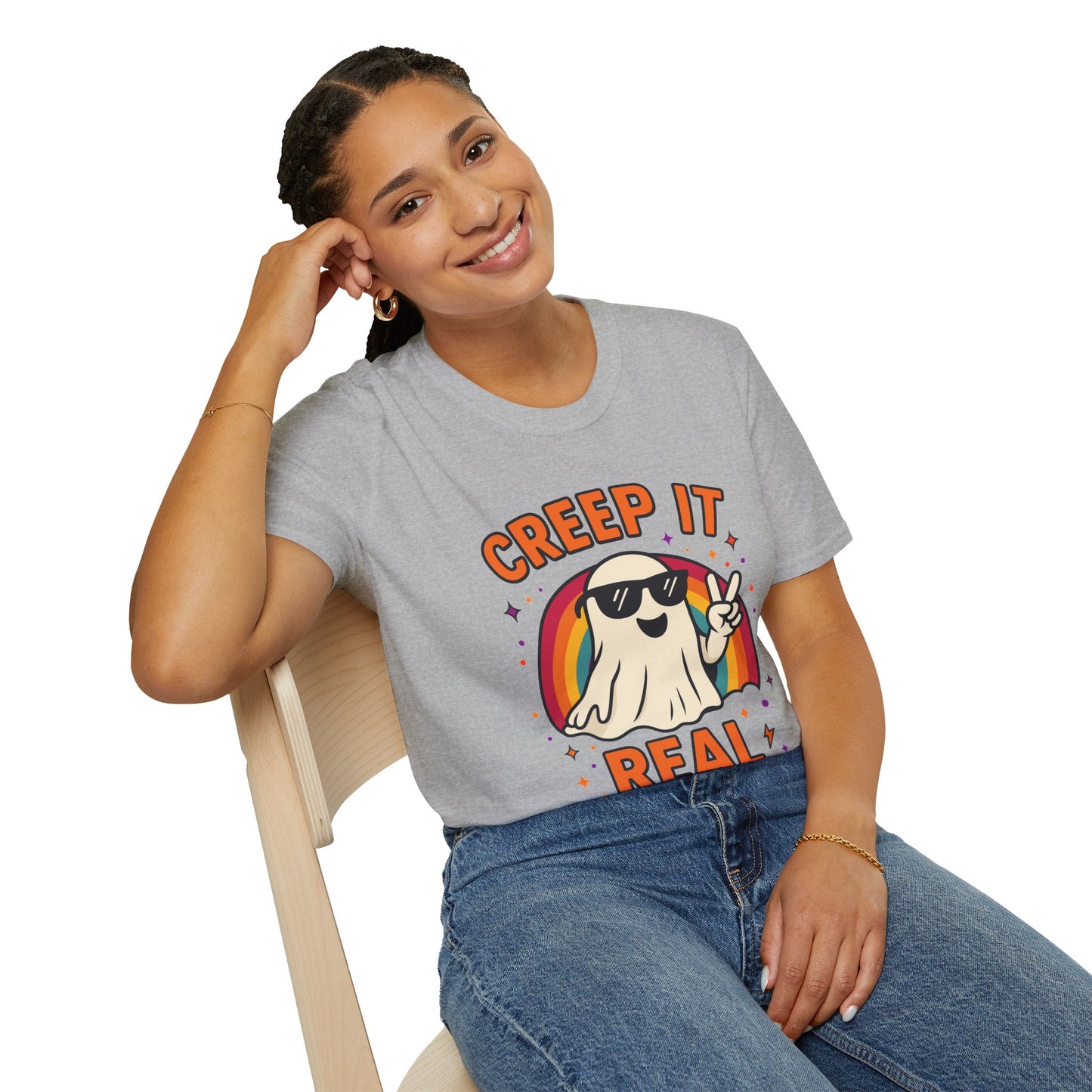 Creep It Real Ghost T-Shirt, Funny Ghost Tee, Unisex Halloween Shirt, Casual Everyday Wear, Gift for Halloween Lovers
