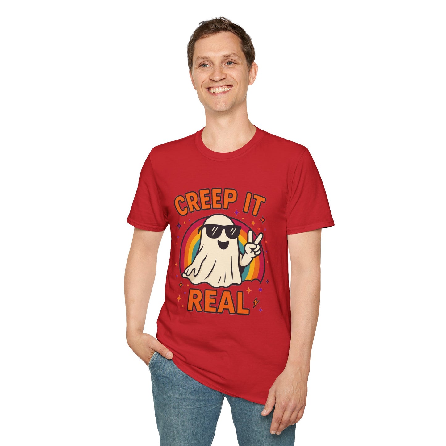 Creep It Real Ghost T-Shirt, Funny Ghost Tee, Unisex Halloween Shirt, Casual Everyday Wear, Gift for Halloween Lovers