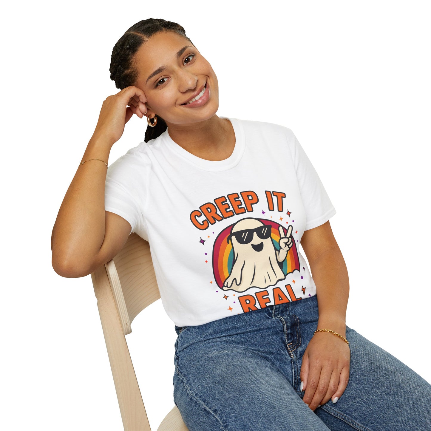 Creep It Real Ghost T-Shirt, Funny Ghost Tee, Unisex Halloween Shirt, Casual Everyday Wear, Gift for Halloween Lovers