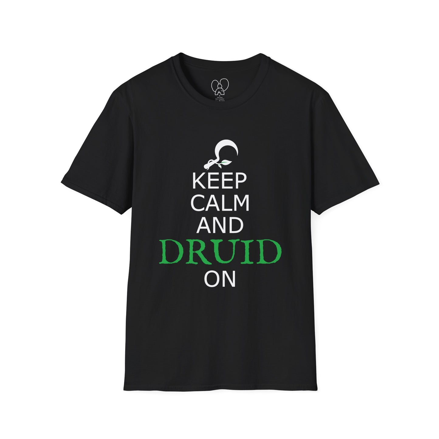 Druid T-Shirt, Keep Calm and Druid On Shirt, Unisex Softstyle Tee, Witchy Apparel, Pagan Clothing, Fantasy Gift