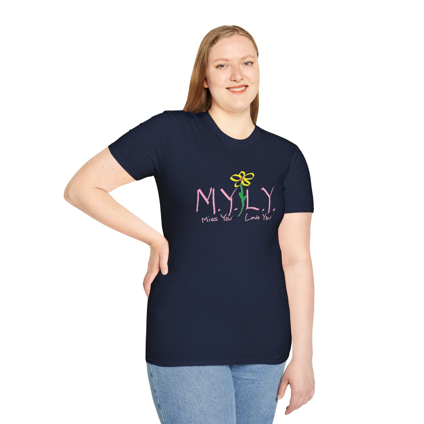 Unisex Softstyle T-Shirt with 'Miss You, Love You' Floral Design - Perfect for Gifts, Casual Wear, Friendship, Love