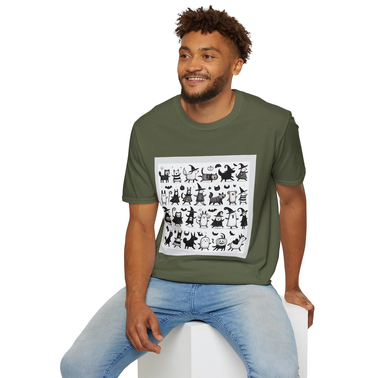 Cute Cartoon Characters Unisex T-Shirt, Graphic Tee, Fun Gift for Kids, Comfortable Apparel, Halloween, Birthday Shirt