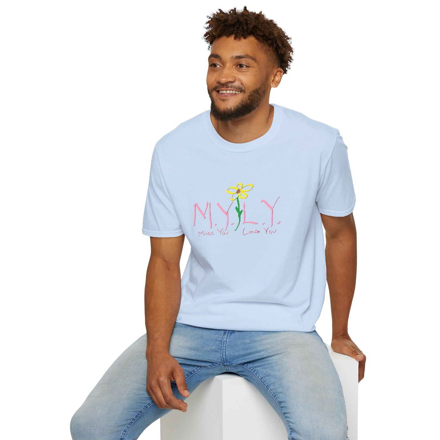 Unisex Softstyle T-Shirt with 'Miss You, Love You' Floral Design - Perfect for Gifts, Casual Wear, Friendship, Love