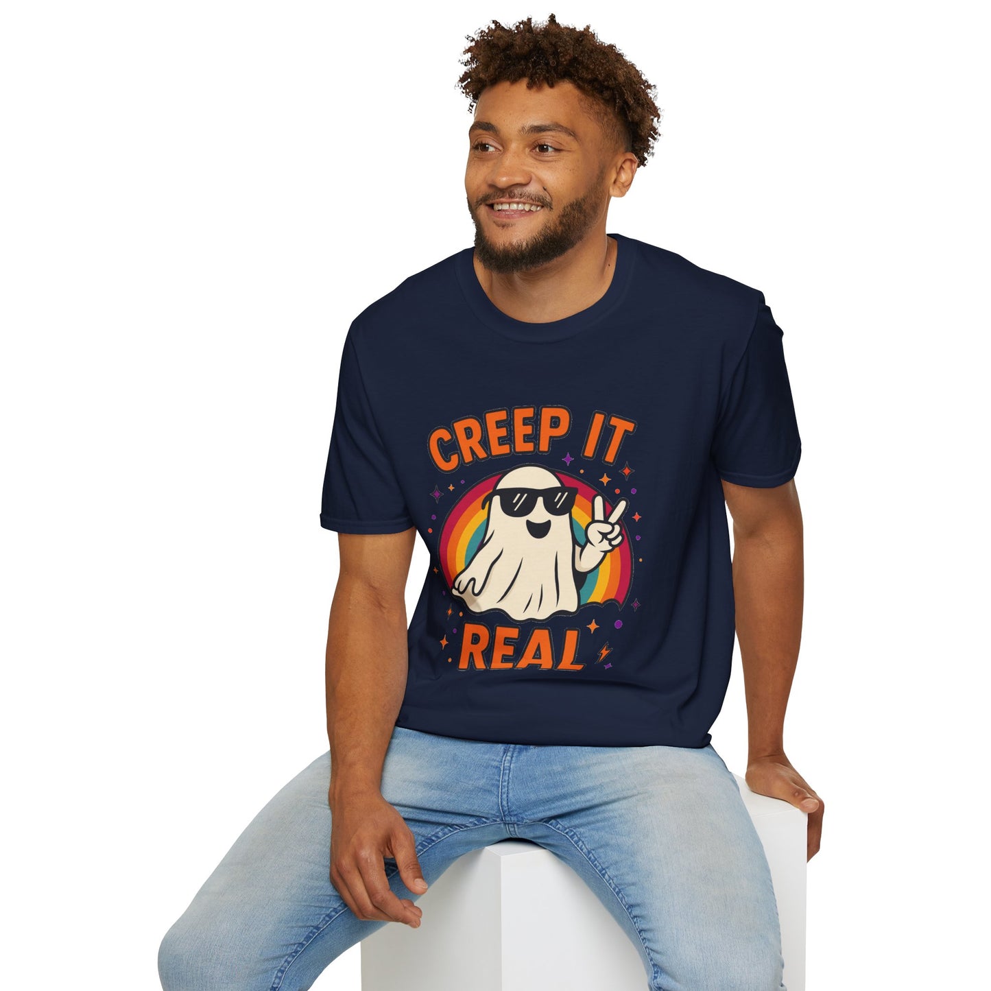 Creep It Real Ghost T-Shirt, Funny Ghost Tee, Unisex Halloween Shirt, Casual Everyday Wear, Gift for Halloween Lovers