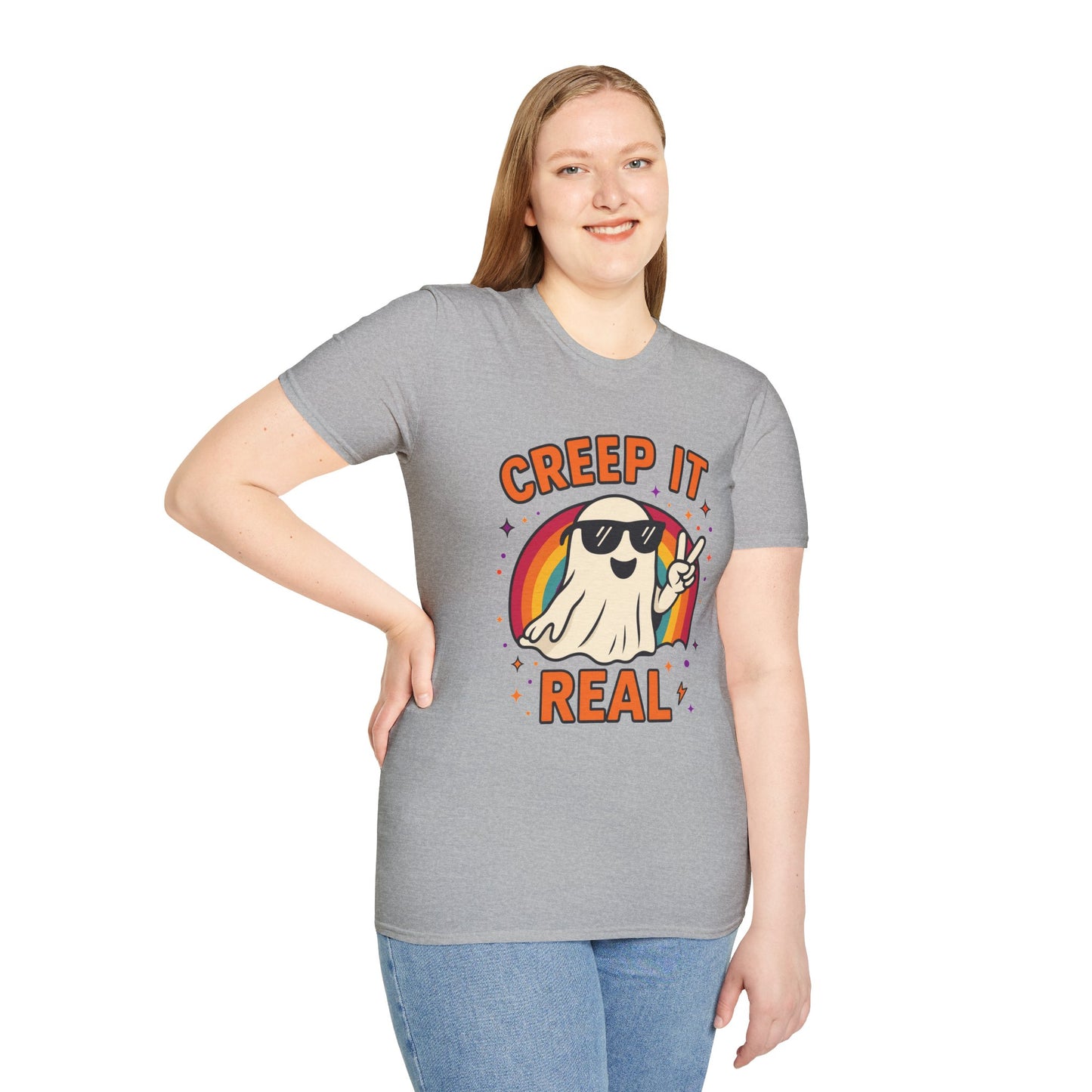 Creep It Real Ghost T-Shirt, Funny Ghost Tee, Unisex Halloween Shirt, Casual Everyday Wear, Gift for Halloween Lovers