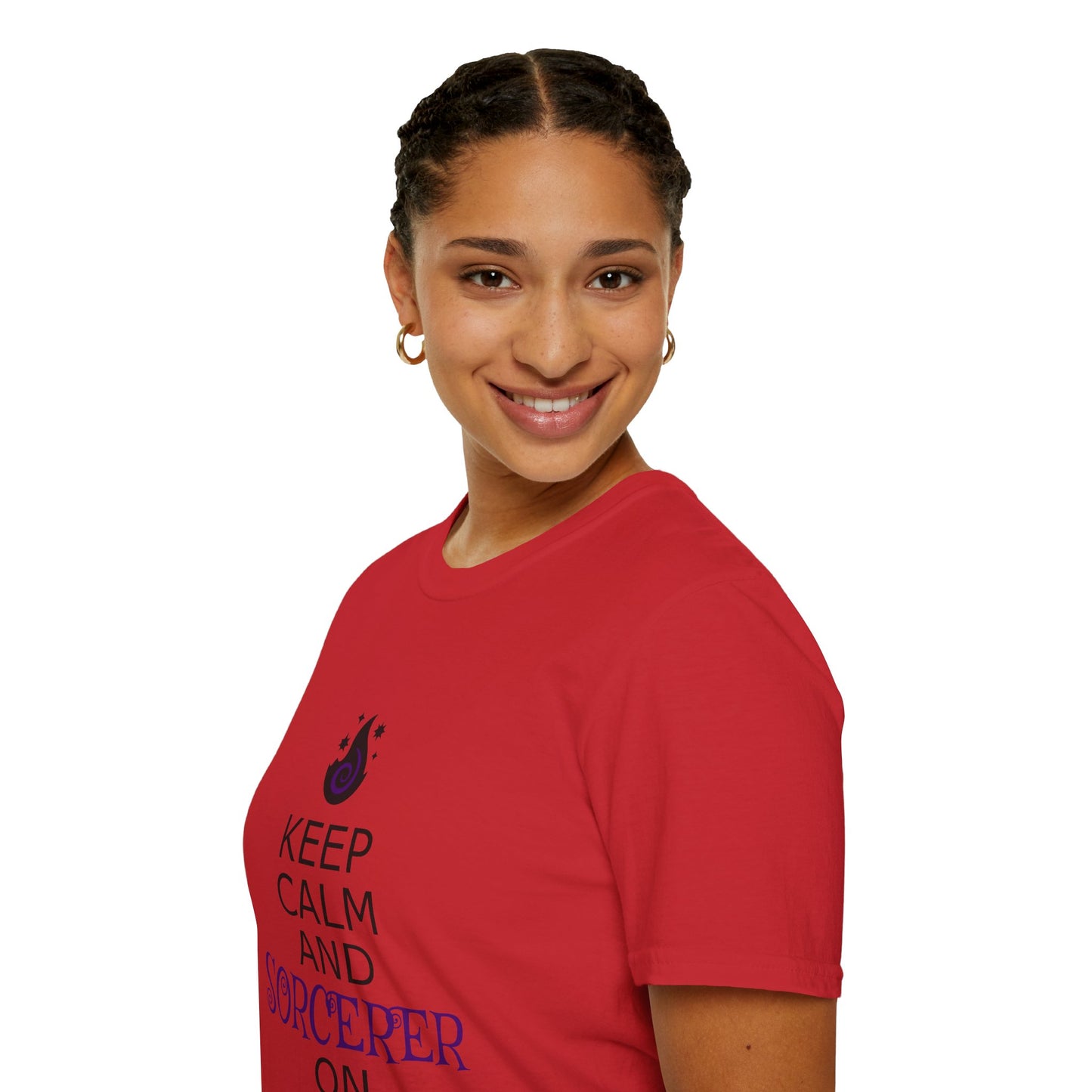 Keep Calm Sorcerer T-Shirt, Unisex Softstyle Tee, Magical Gift, Halloween Apparel, Witchy Vibes, Casual Wear