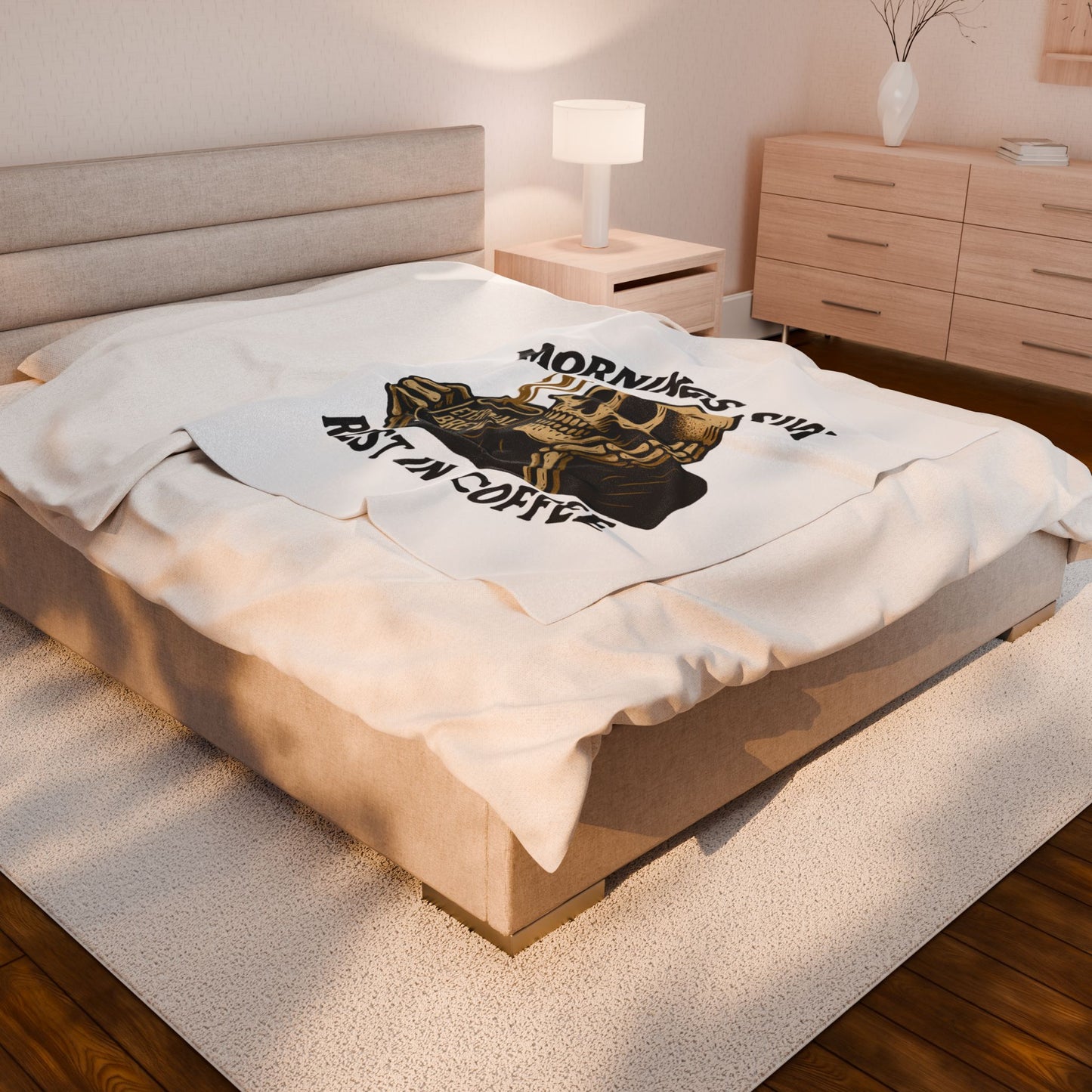Coffee Lover's Velveteen Plush Blanket, Cozy Gift for Coffee Lovers, Home Decor, Funny Throw Blanket, Ideal for Mornings