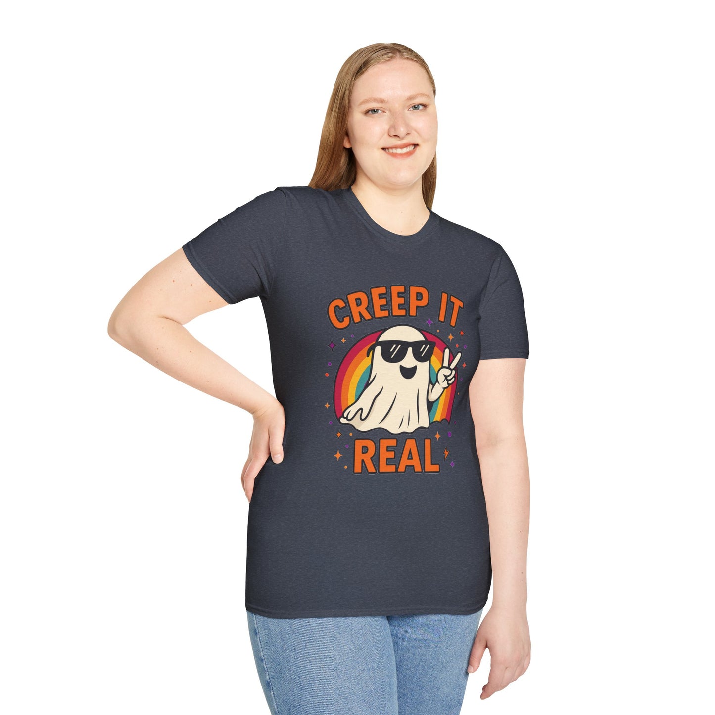 Creep It Real Ghost T-Shirt, Funny Ghost Tee, Unisex Halloween Shirt, Casual Everyday Wear, Gift for Halloween Lovers
