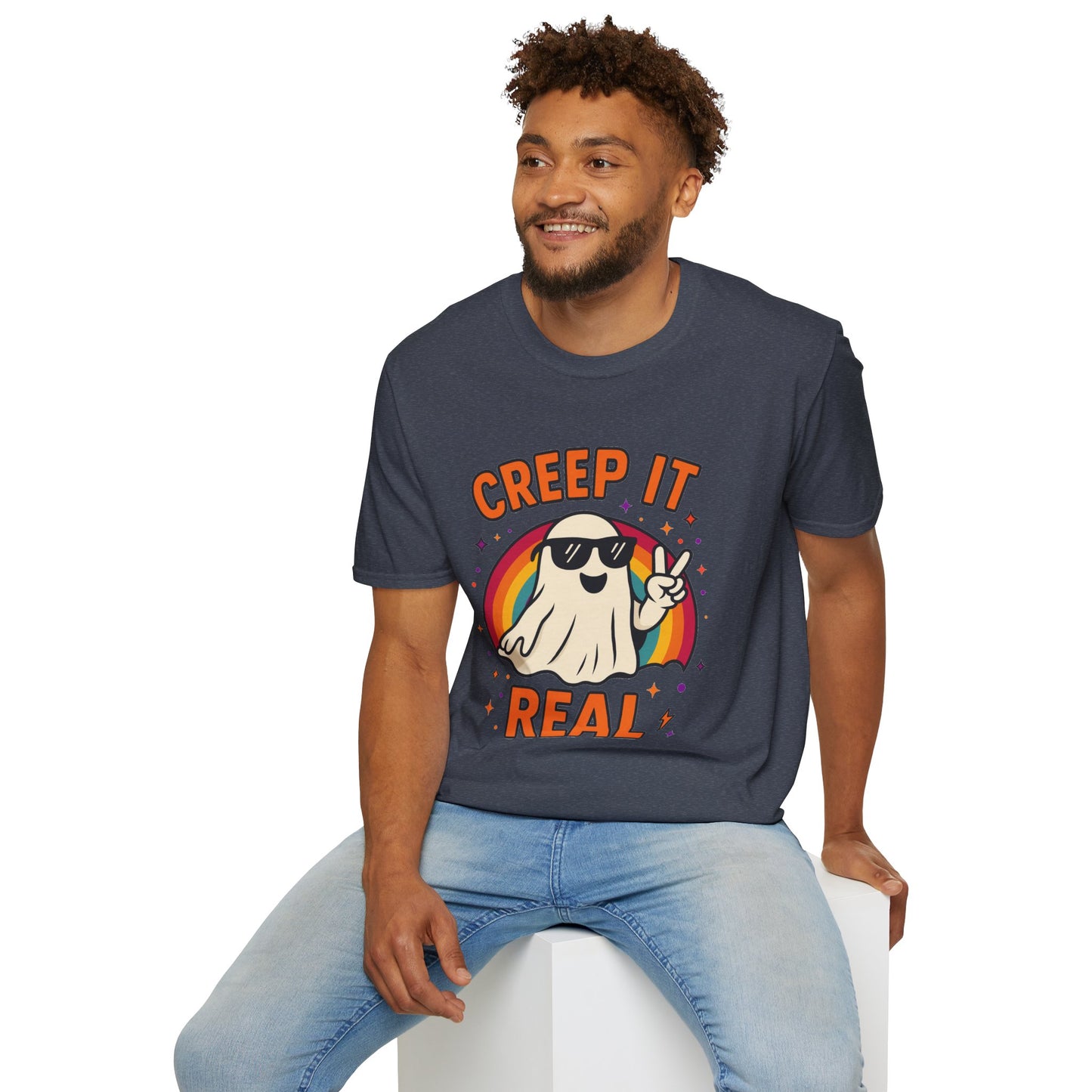 Creep It Real Ghost T-Shirt, Funny Ghost Tee, Unisex Halloween Shirt, Casual Everyday Wear, Gift for Halloween Lovers