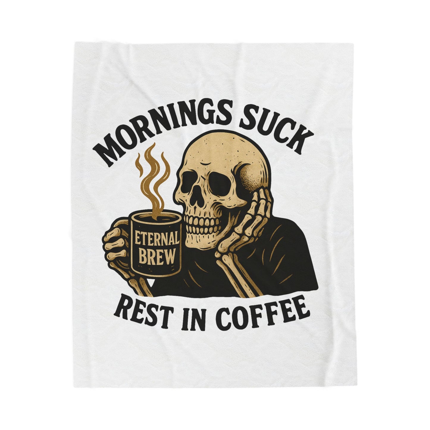 Coffee Lover's Velveteen Plush Blanket, Cozy Gift for Coffee Lovers, Home Decor, Funny Throw Blanket, Ideal for Mornings