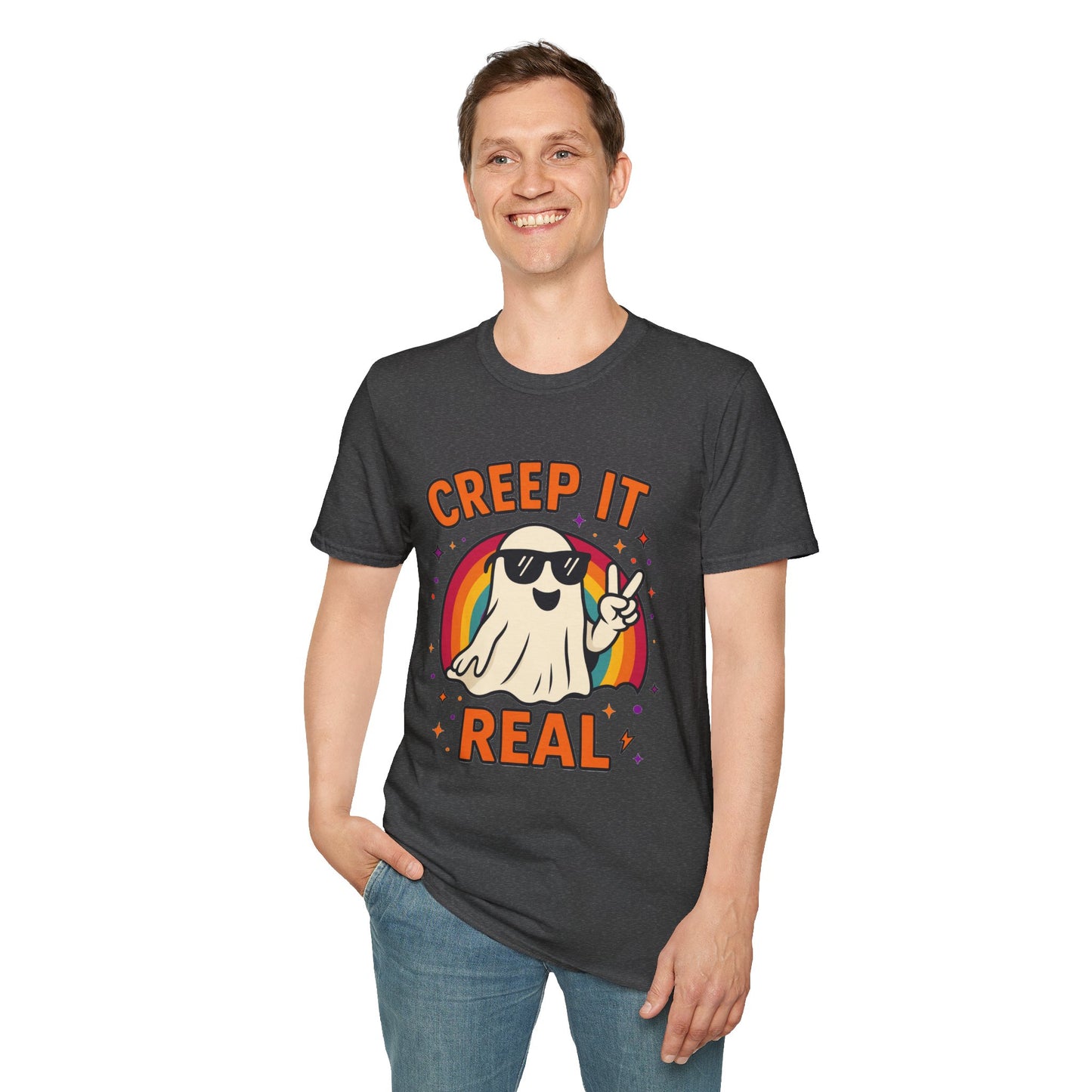 Creep It Real Ghost T-Shirt, Funny Ghost Tee, Unisex Halloween Shirt, Casual Everyday Wear, Gift for Halloween Lovers
