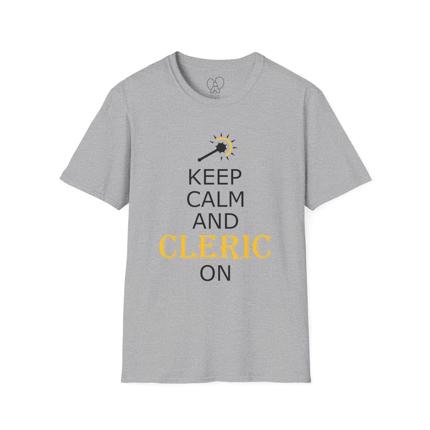 Keep Calm and Cleric On T-Shirt, Unisex Gamer Tee, Fun Graphic Tee, Role-Playing Shirt, Gift for D&D Players