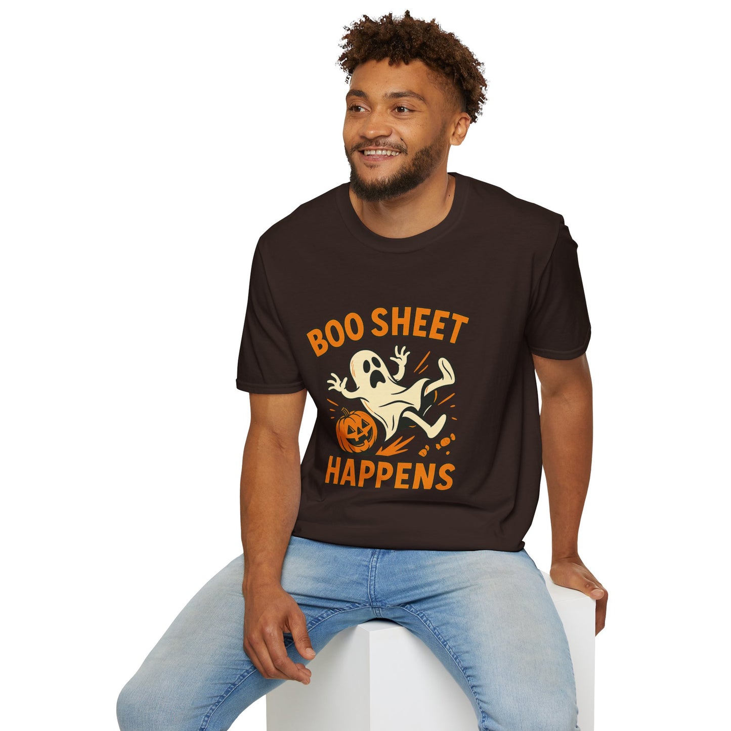 Halloween Boo Sheet T-Shirt, Unisex Softstyle Tee, Funny Halloween Shirt, Fall Festive Apparel, Ghost Themed Gift