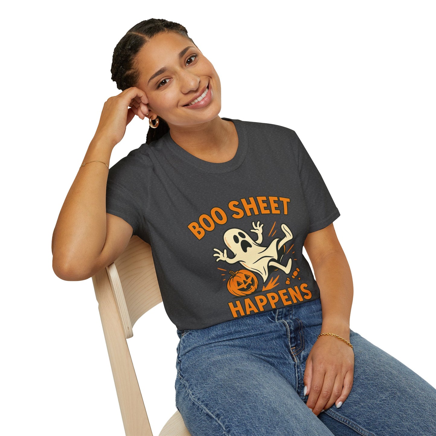 Halloween Boo Sheet T-Shirt, Unisex Softstyle Tee, Funny Halloween Shirt, Fall Festive Apparel, Ghost Themed Gift