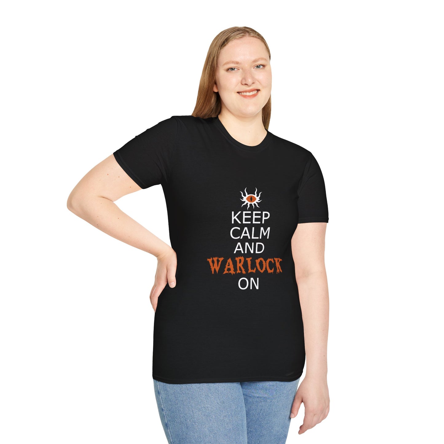 Keep Calm and Warlock On T-Shirt, Halloween Shirt, Gift for Witches, Unisex Tee, Spooky Style, Casual Everyday Wear