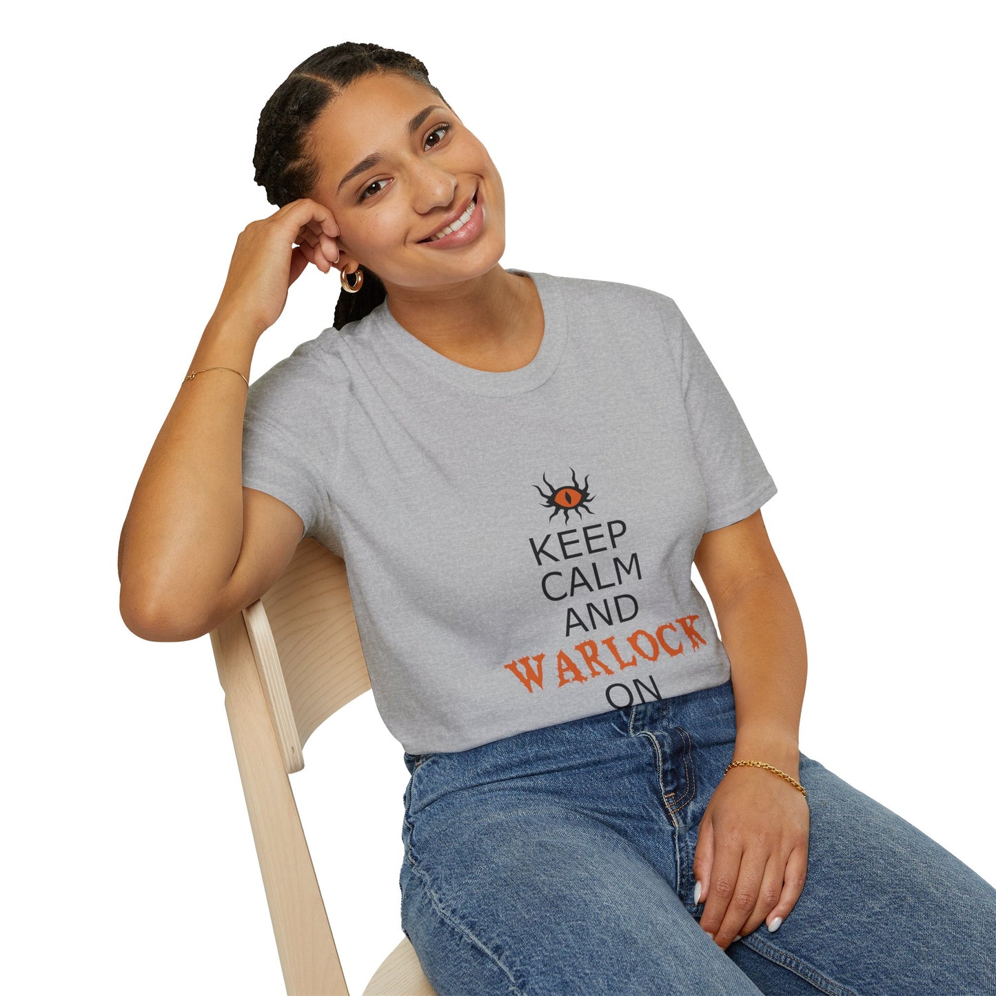 Keep Calm and Warlock On T-Shirt, Halloween Shirt, Gift for Witches, Unisex Tee, Spooky Style, Casual Everyday Wear