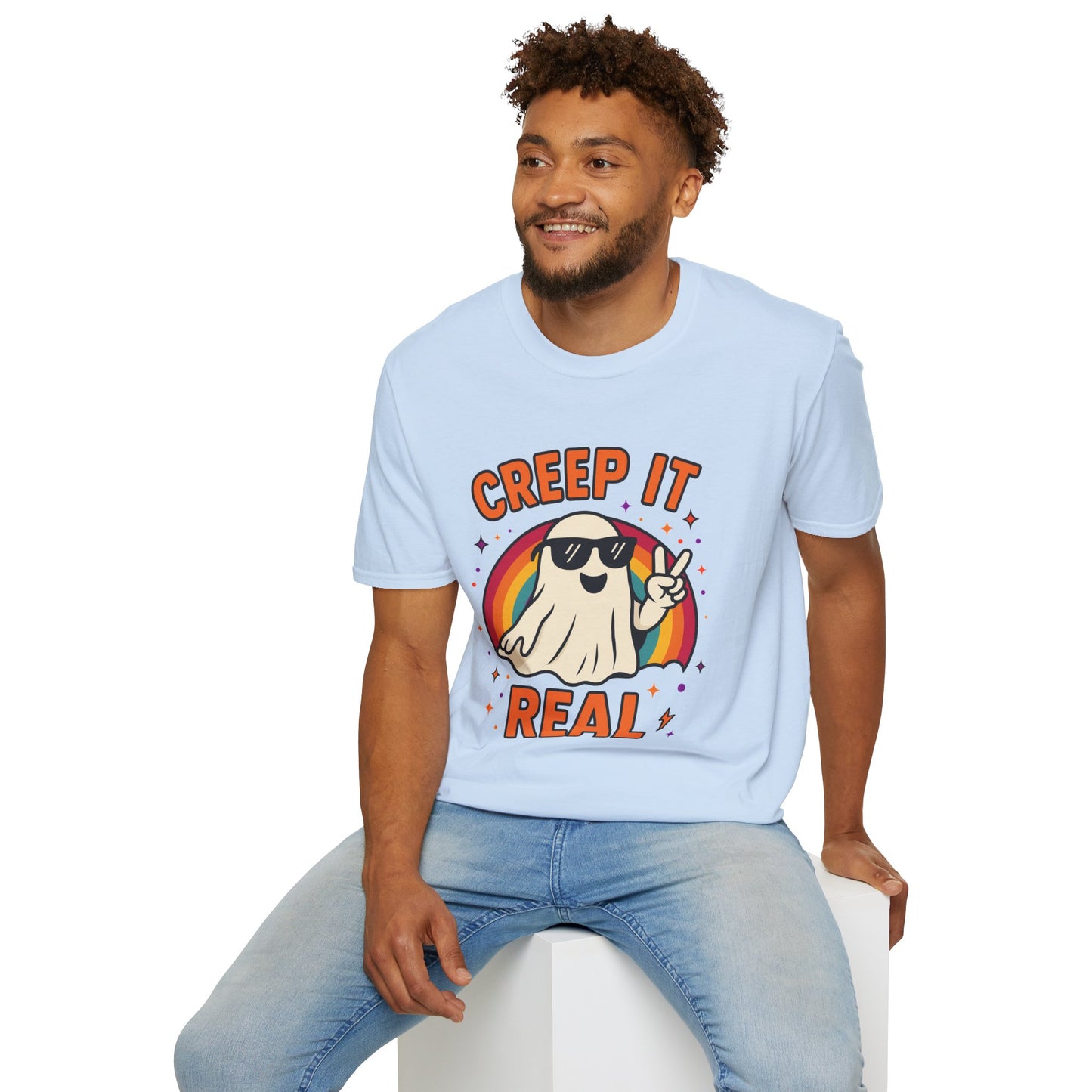 Creep It Real Ghost T-Shirt, Funny Ghost Tee, Unisex Halloween Shirt, Casual Everyday Wear, Gift for Halloween Lovers