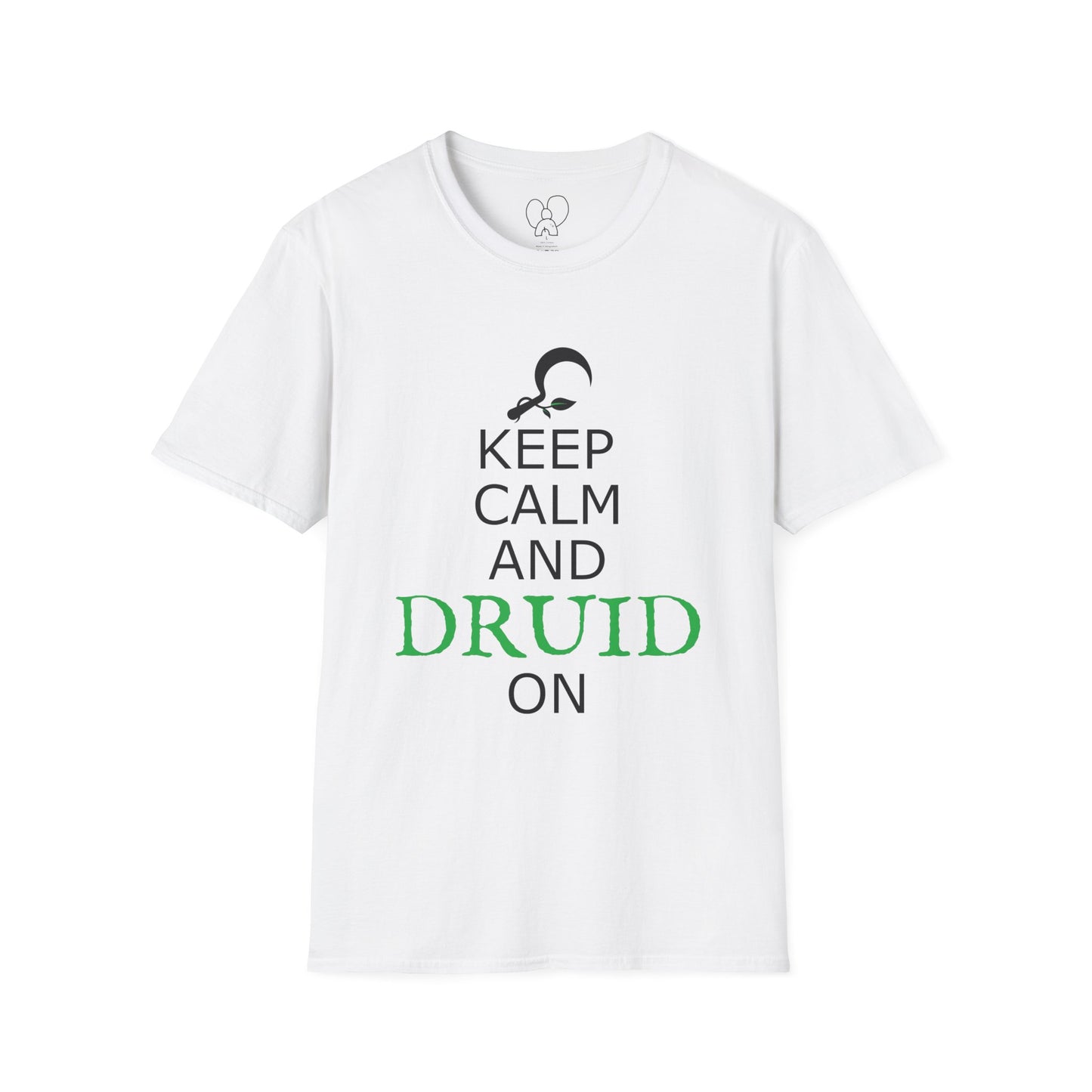 Druid T-Shirt, Keep Calm and Druid On Shirt, Unisex Softstyle Tee, Witchy Apparel, Pagan Clothing, Fantasy Gift