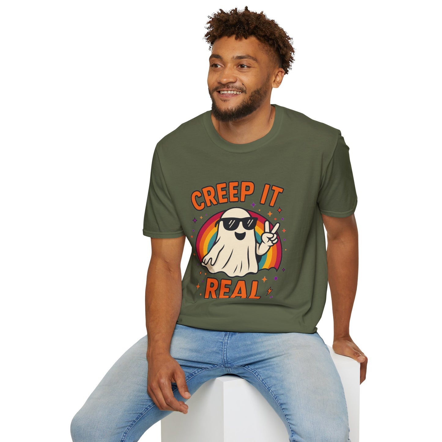Creep It Real Ghost T-Shirt, Funny Ghost Tee, Unisex Halloween Shirt, Casual Everyday Wear, Gift for Halloween Lovers